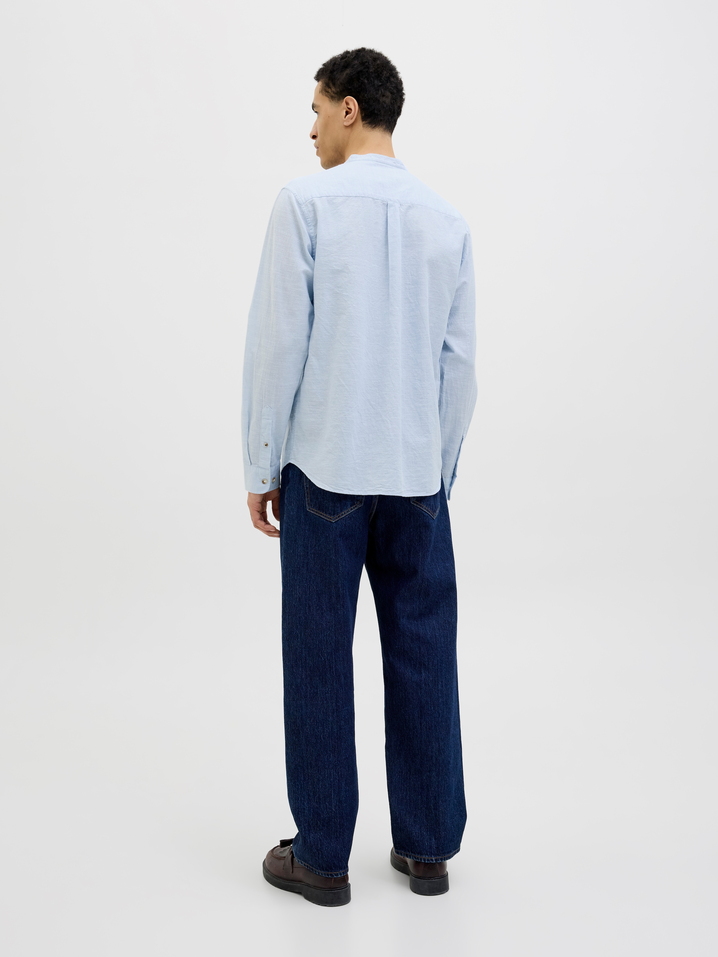 Jack & Jones Langarmhemd »JJESUMMER HALF PLACKET SHIRT LS SN«, mit Bandkragen