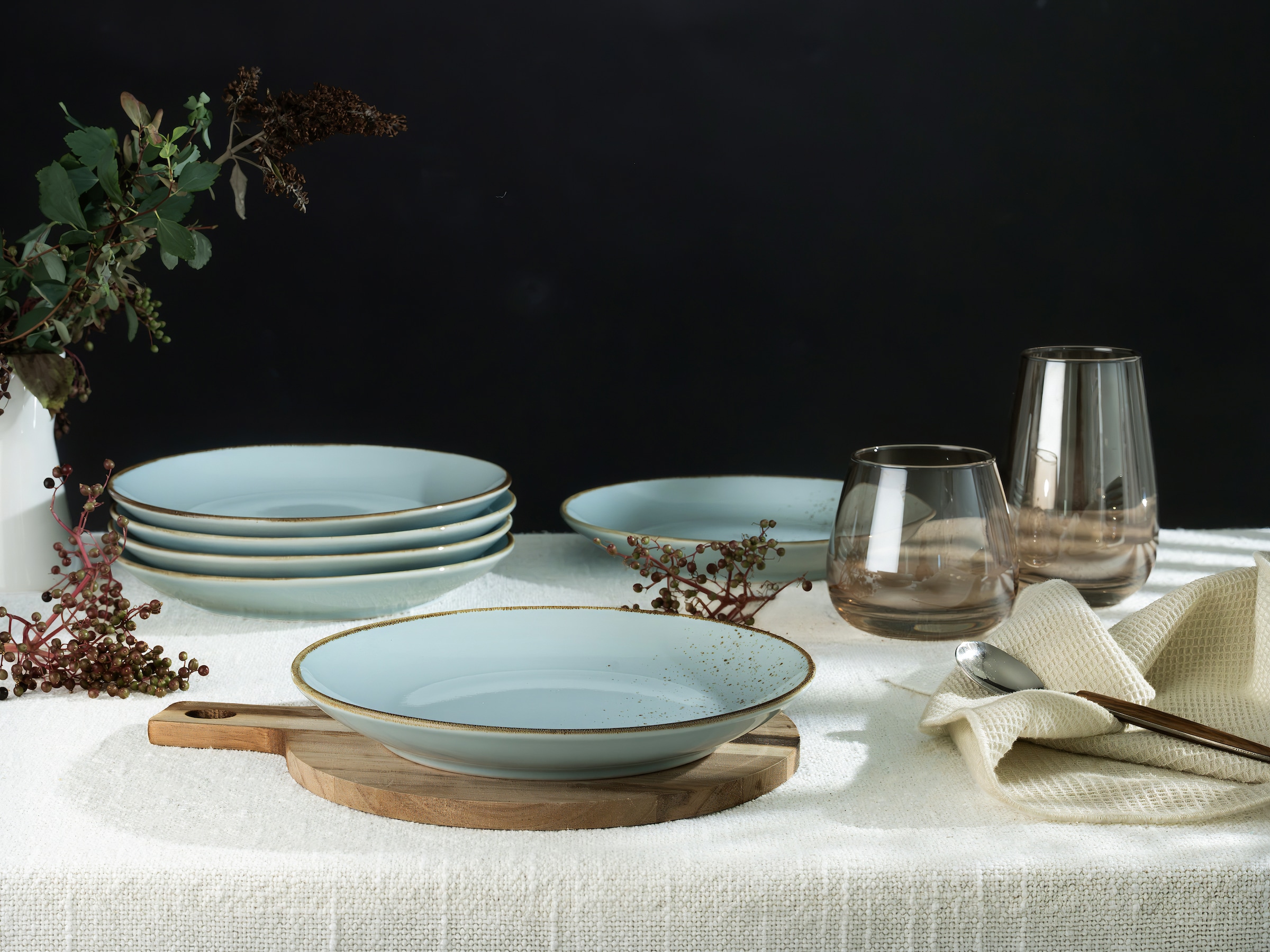 CreaTable Dessertteller »Essteller NATURE COLLECTION« Teller Set für 6 Personen, Ø 21 cm, Steinzeug