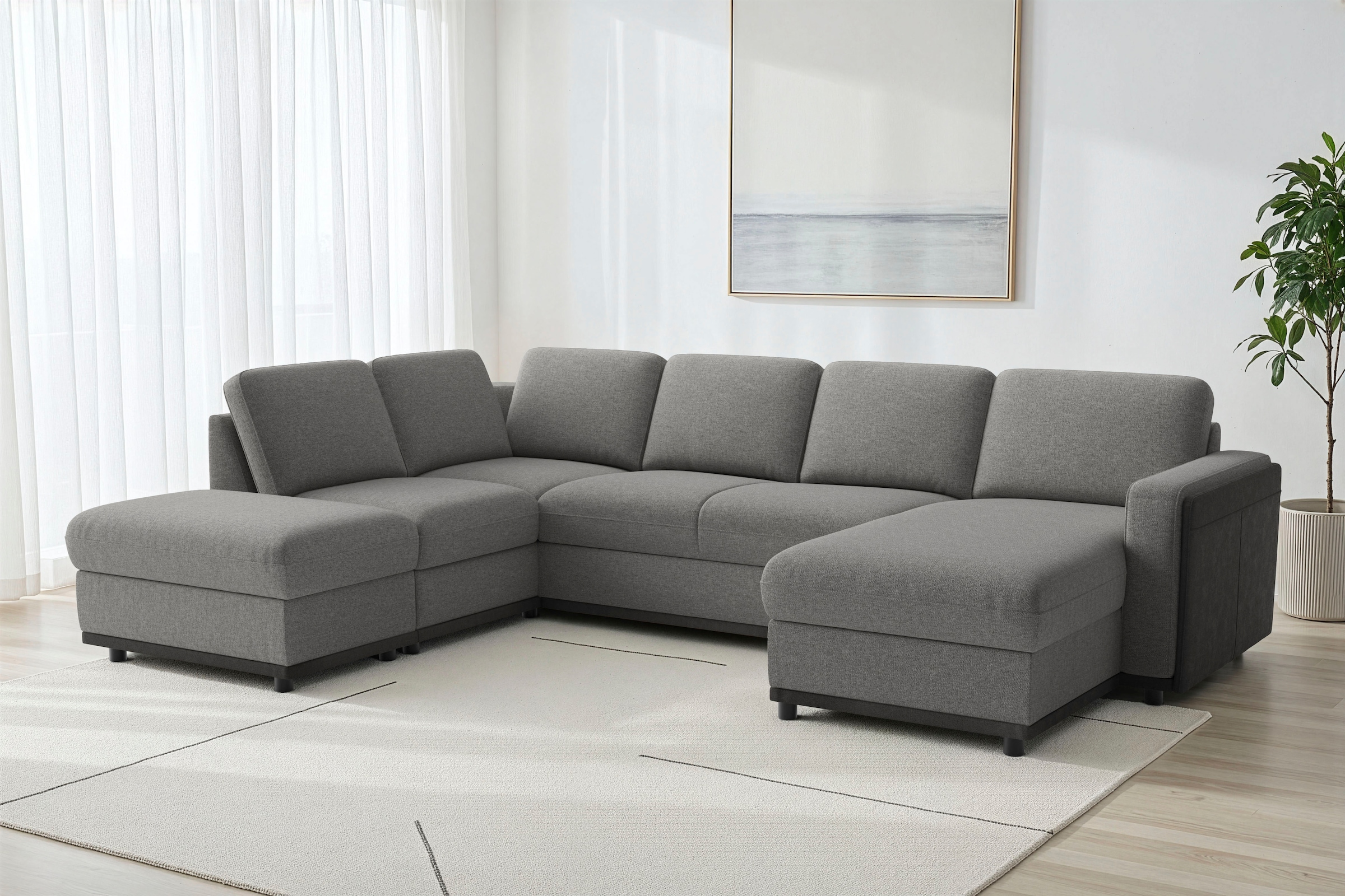sit&more Wohnlandschaft »Cordoba U-Form, B: 305 cm, optional Schlaffunktion & Stauraum« Couch mit XXL-Komfort, großzügige Sitzfläche