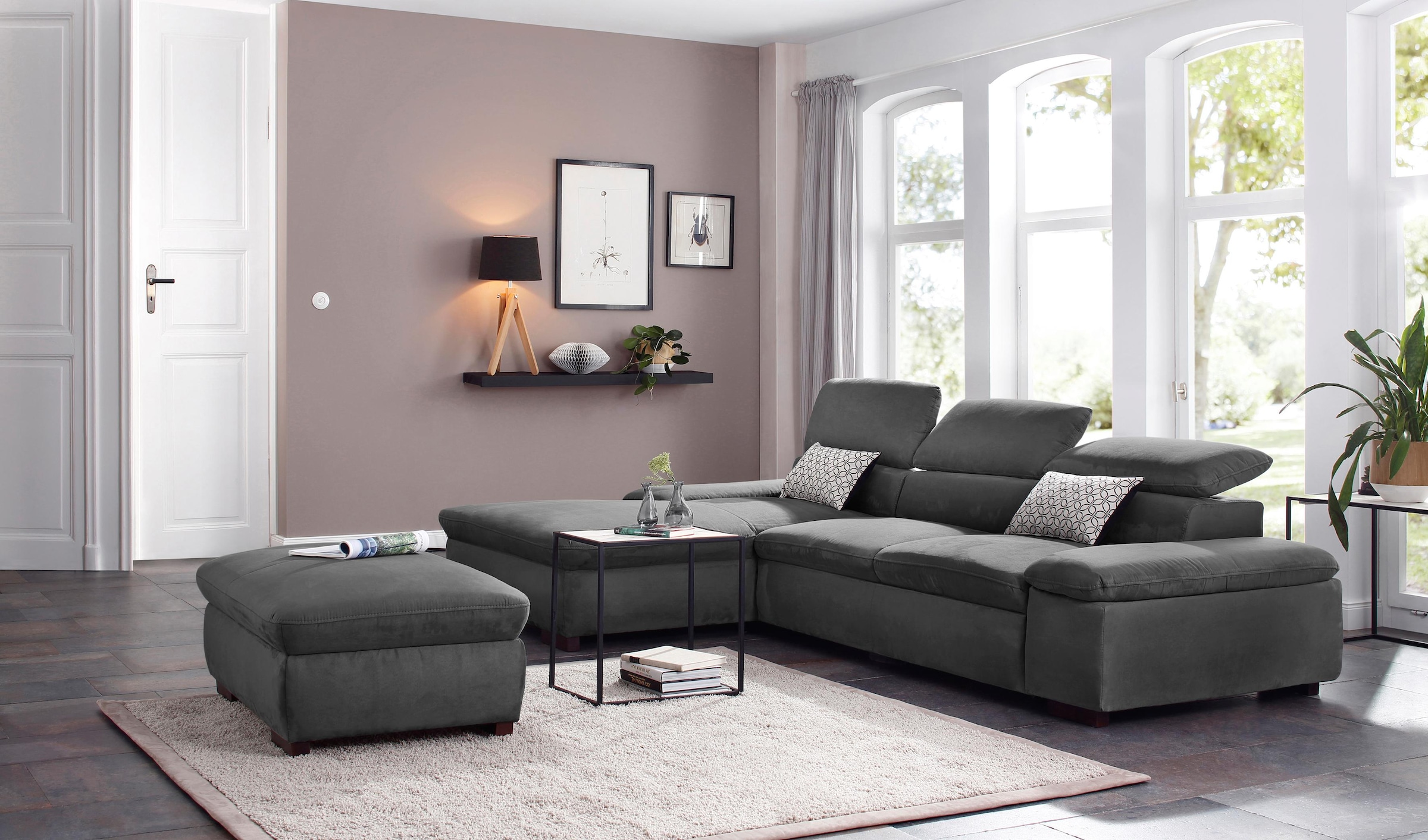 Home affaire Ecksofa »Alberto L-Form«, mit Kopfteilverstellung, wahlweise mit Bettfunktion