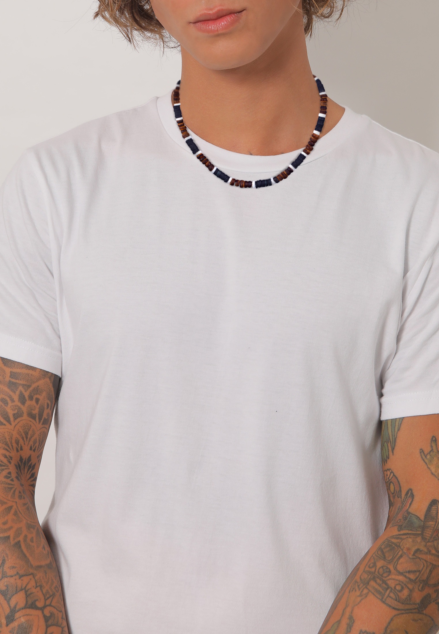 Kuzzoi Silberkette »Halskette Herren Heishi Beads Vintage Surfer 925 Silber«