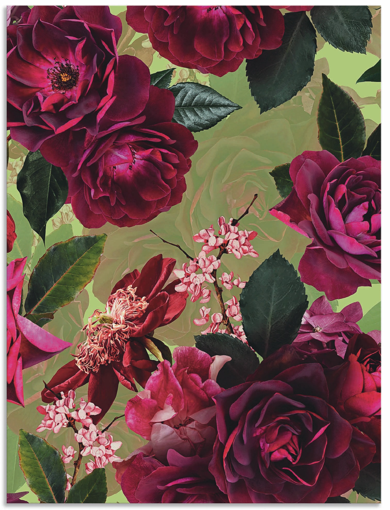 Artland Wandbild »Dunkle Rosen auf Grün«, Blumenbilder, (1 St.), als Alubild,  Leinwandbild, Wandaufkleber oder Poster in versch. Größen auf Raten kaufen
