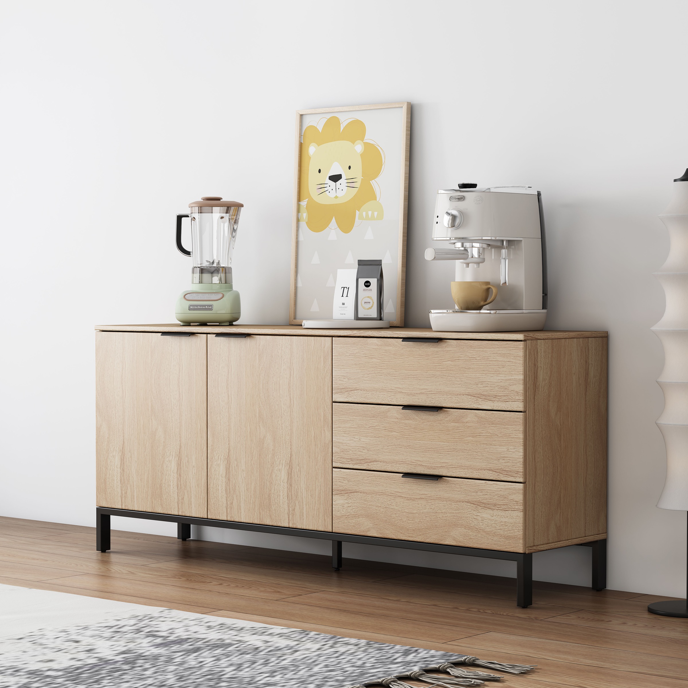 OTTO home Sideboard »Jorinde« Melaminoberfläche, flexibler Stauraum und robustes Metallgestell