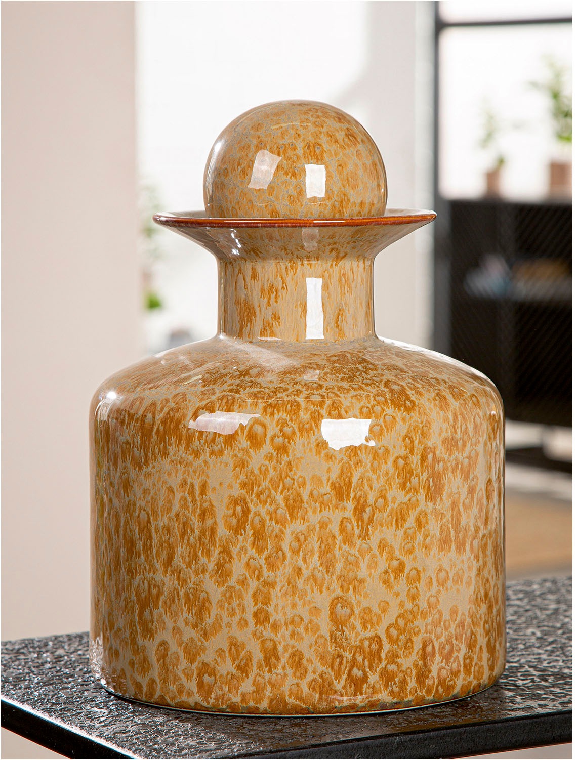 GILDE Tischvase »Deckelvase Mora braun H. 28,5 cm«