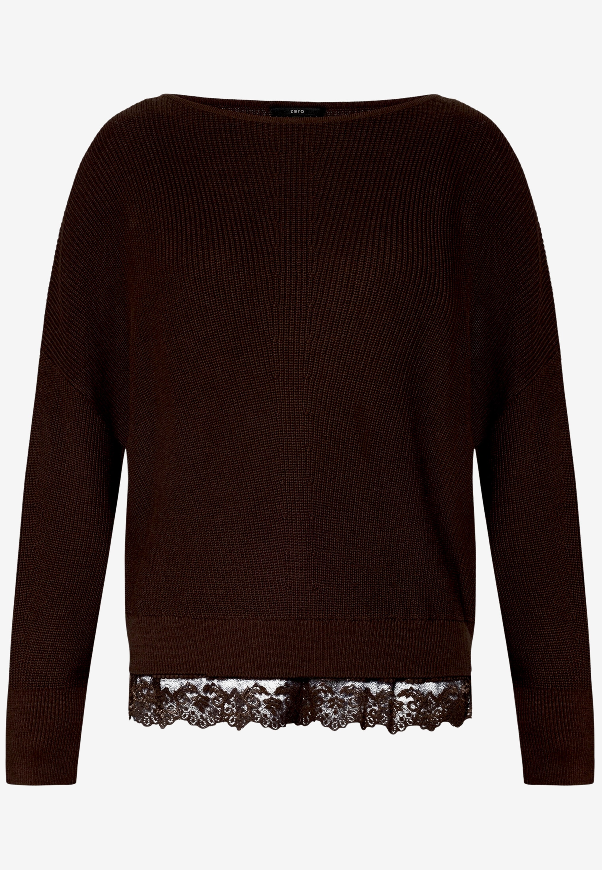 Zero Strickpullover U-Boot-Ausschnitt / Häkelkante am Saum