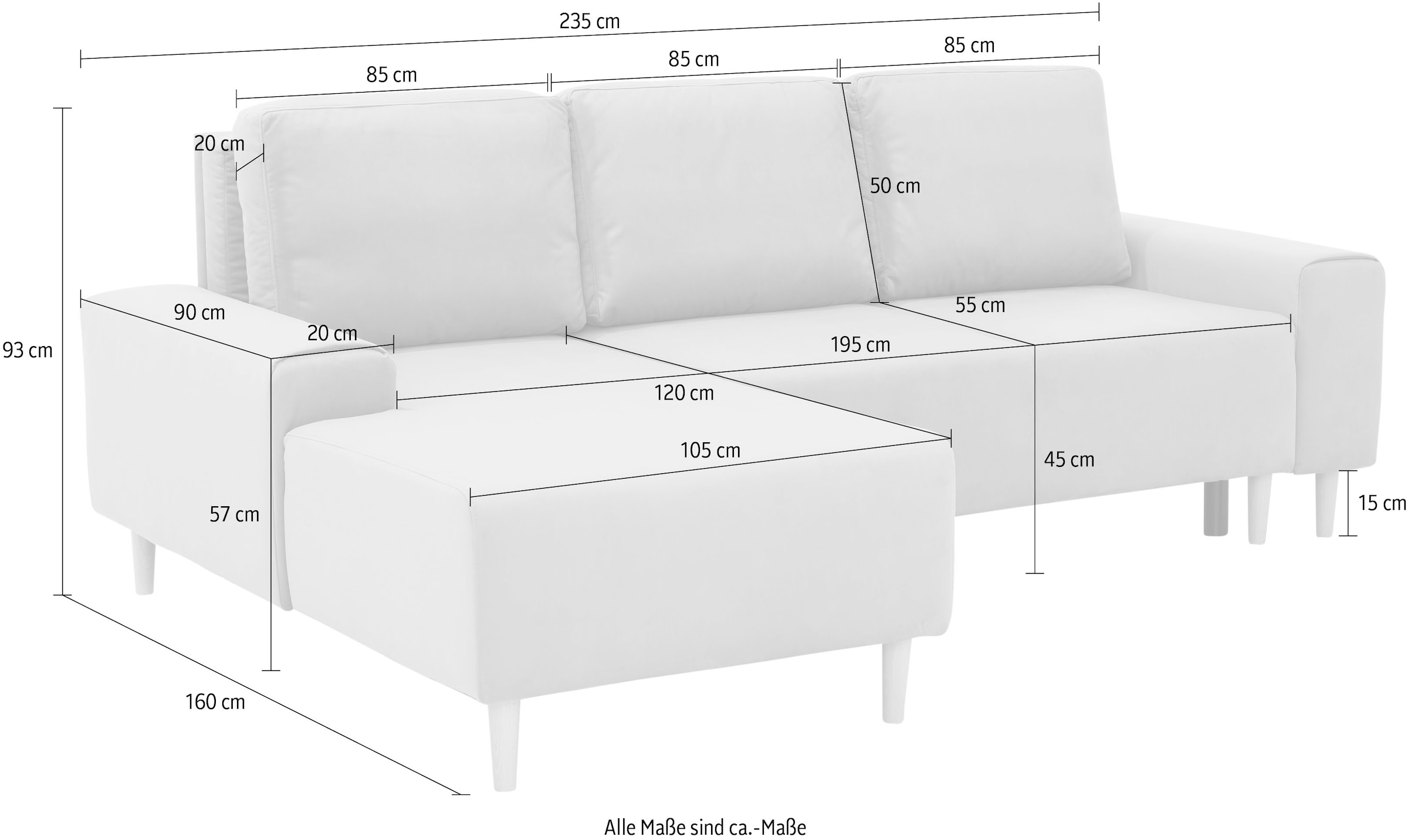 Home affaire Ecksofa »Samu L-Form« wahlweise mit Bettfunktion und Bettkasten