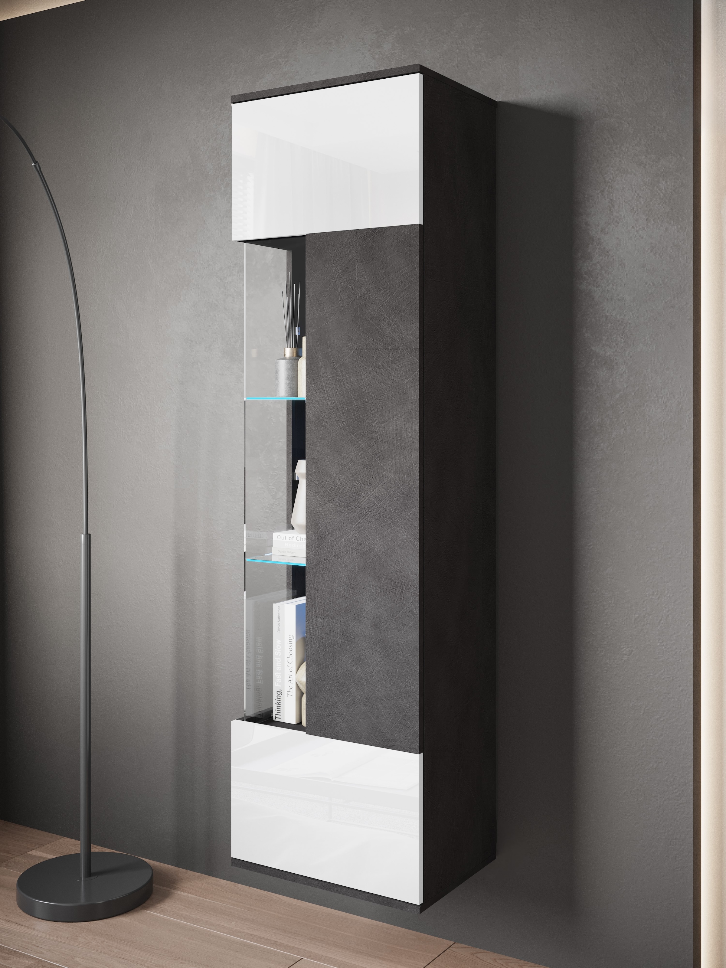 INOSIGN Vitrine »Kenia, stehend und hängend, Türanschlag wechselbar«, (1 St.), Vitrineschrank mit Glastüren 160 cm Höhe