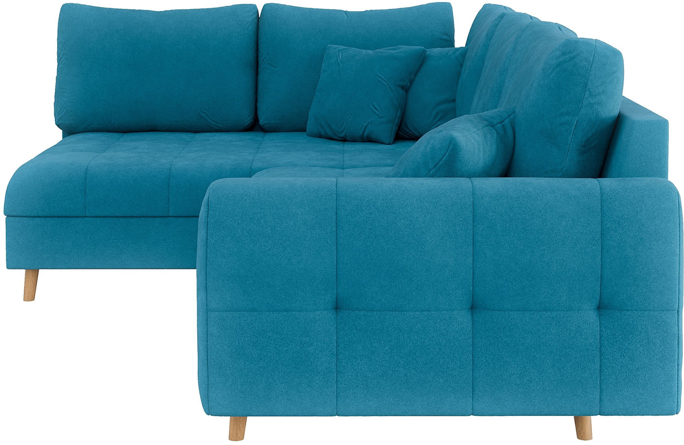 Home affaire Ecksofa »CHARRE L-Form mit Ottomane, Maße B/T/H: 231/161/81 cm«, feine Steppung, lose Rücken- und Zierkissen, auch in Cord und Bouclé