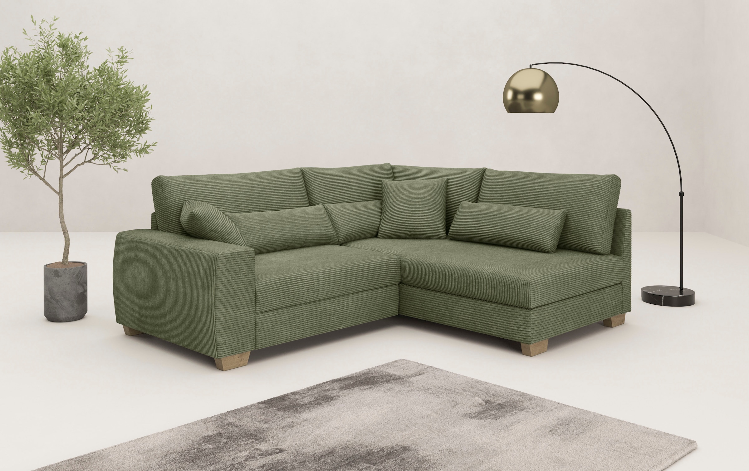 Mr. Couch Ecksofa »Helena L-Form, bis 140 kg belastbar«, mit Taschenfederkern, wahlweise mit Bettfunktion