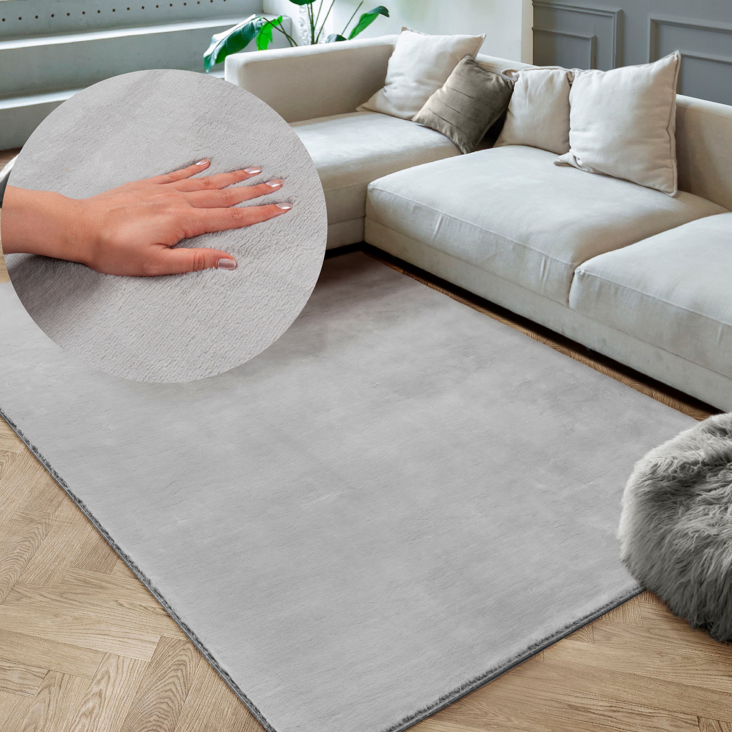 merinos Teppich »Maximo 30« rechteckig 16 mm Höhe weicher dichter Kurzflor, Kunstfellteppich, Fell Haptik, Wohnzimmer