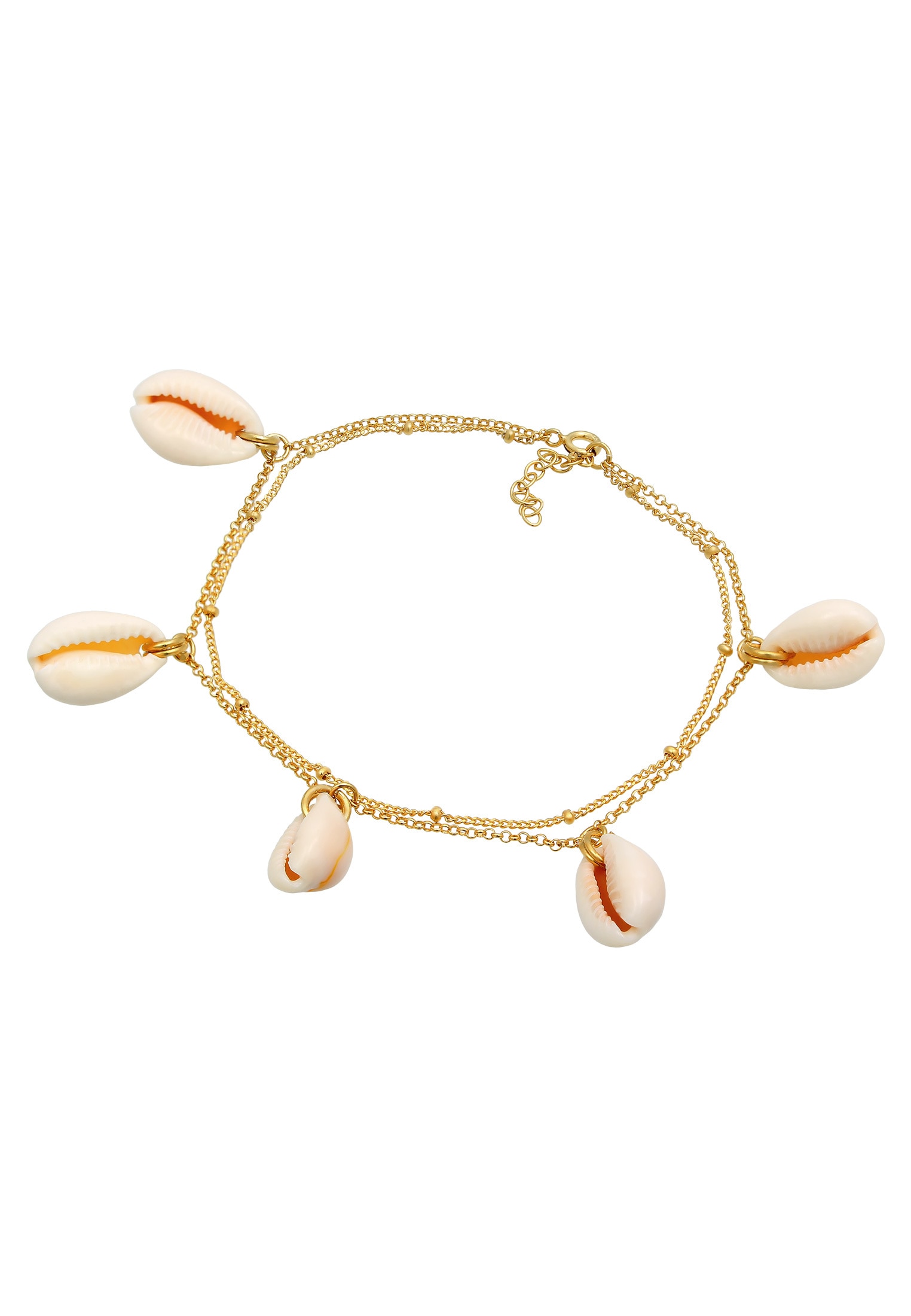 Elli Fußkette »Fußschmuck Fußkettchen Echte Kauri Muscheln Sommer 925 Silber«