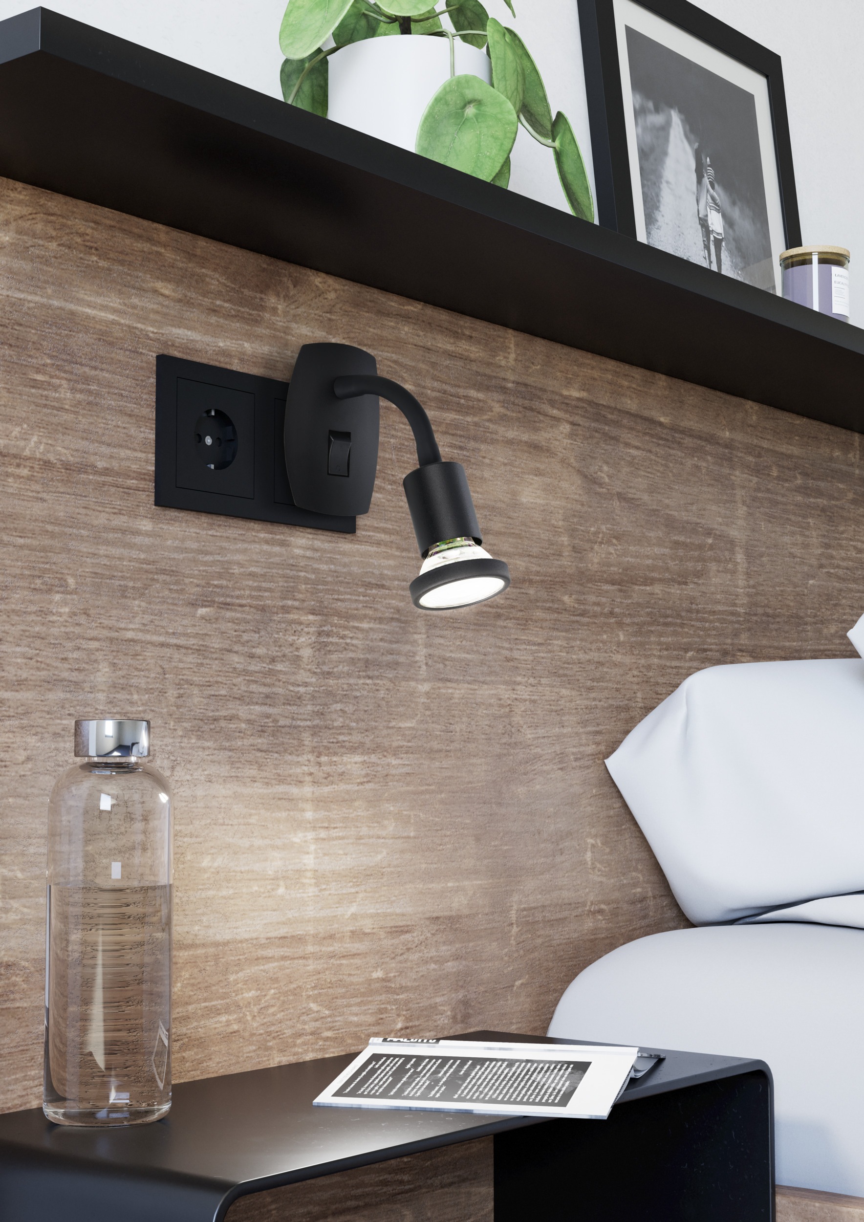 EGLO Steckdosenleuchte »PARRINI Steckerlampe - Stahl, Kunststoff - GU10 - 1X4,5W - IP20« GU10 1 Stk. Steckdosenspot, Steckdosenstrahler, Schalfzimmerleuchte, L7xH10xAL18cm