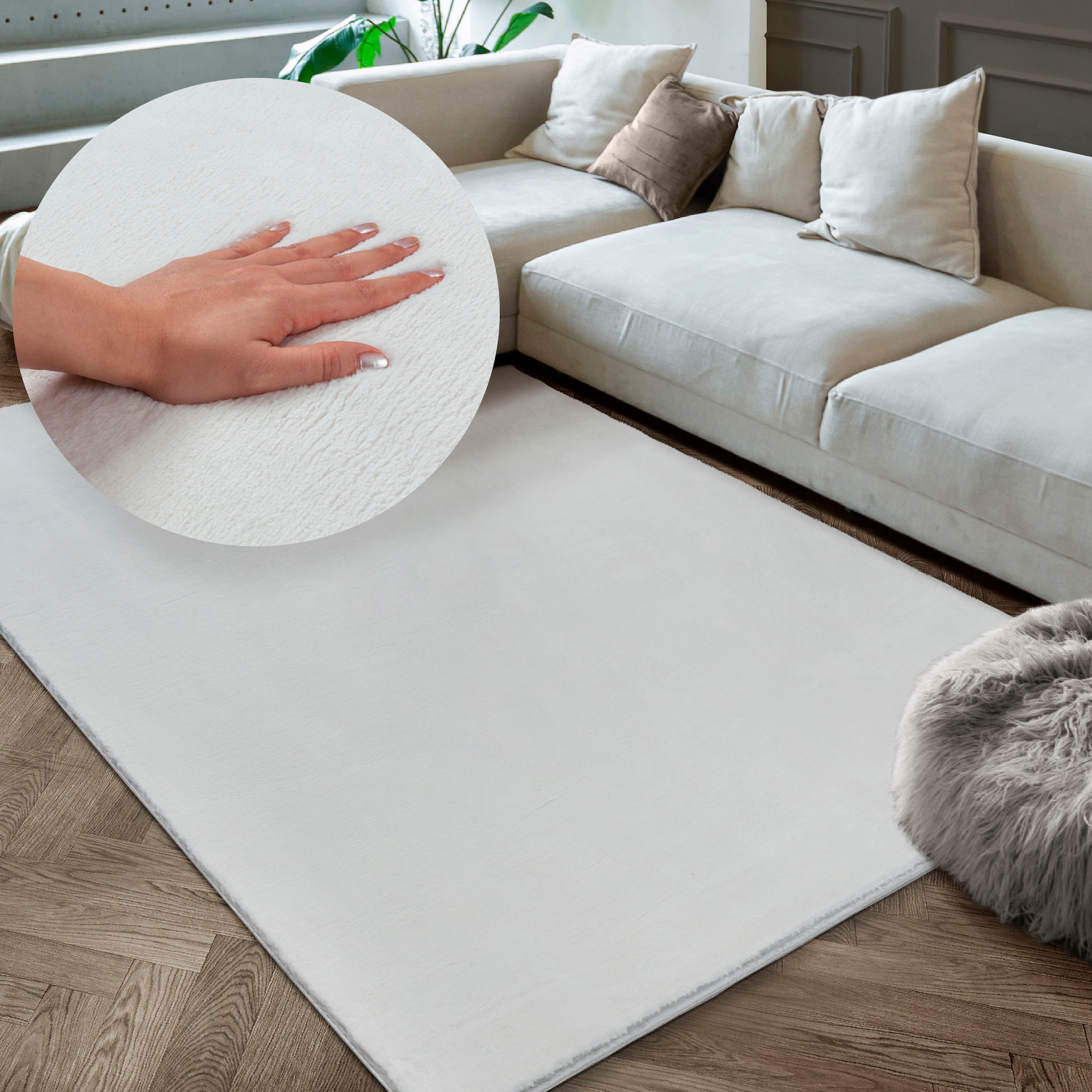 merinos Teppich »Maximo 30« rechteckig 16 mm Höhe weicher dichter Kurzflor, Kunstfellteppich, Fell Haptik, Wohnzimmer