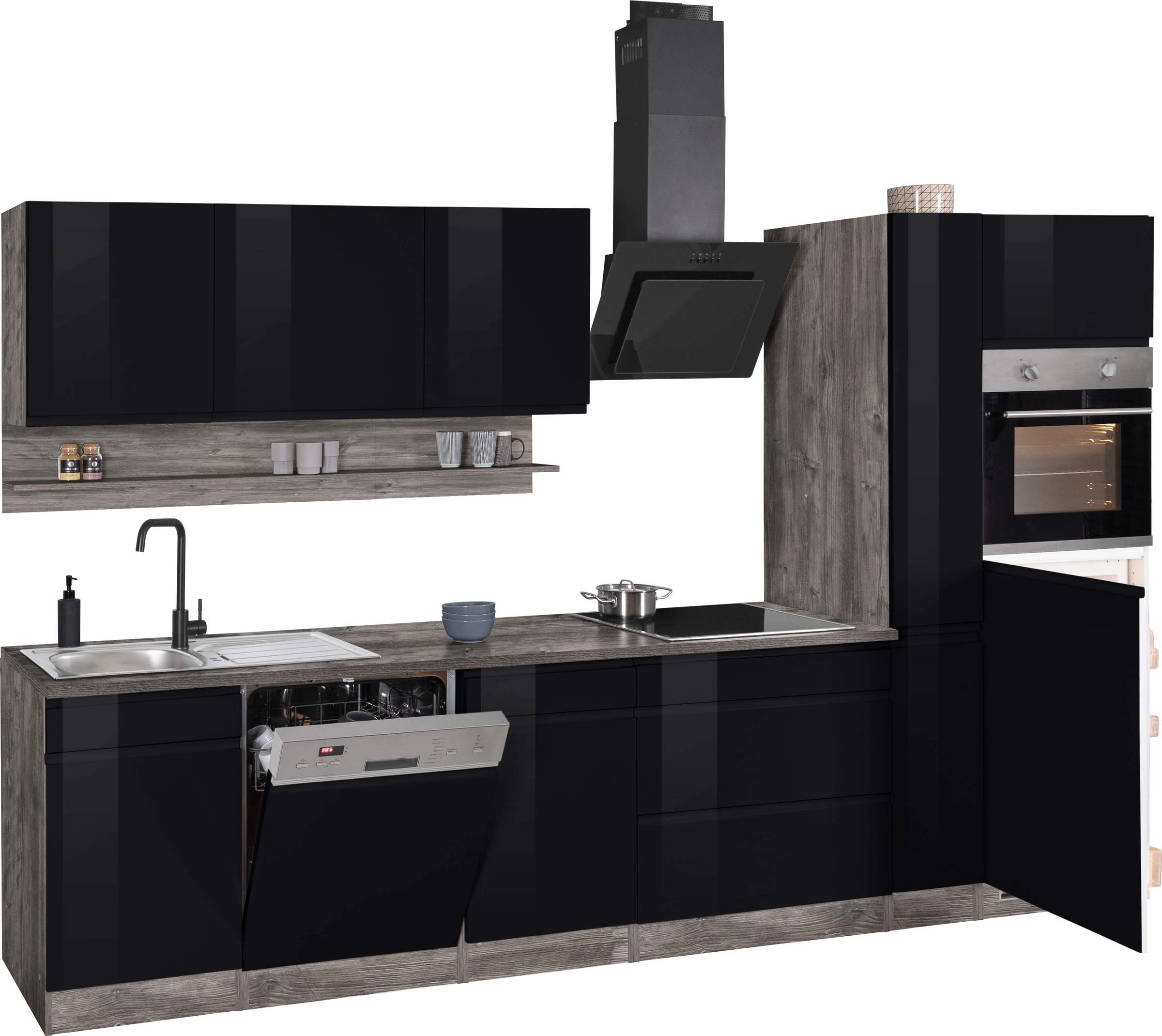 KOCHSTATION Küchenzeile »KS-Virginia«, Breite 330 cm, ohne E-Geräte