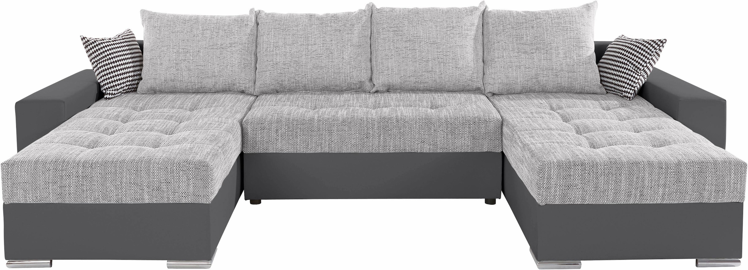 COLLECTION AB Wohnlandschaft »XL-Josy U-Form, Breite 313 cm, Kunstleder-Mix, Microfaser«, inkl. Bettfunktion, Bettkasten, mit 4 gleich großen Rückenkissen