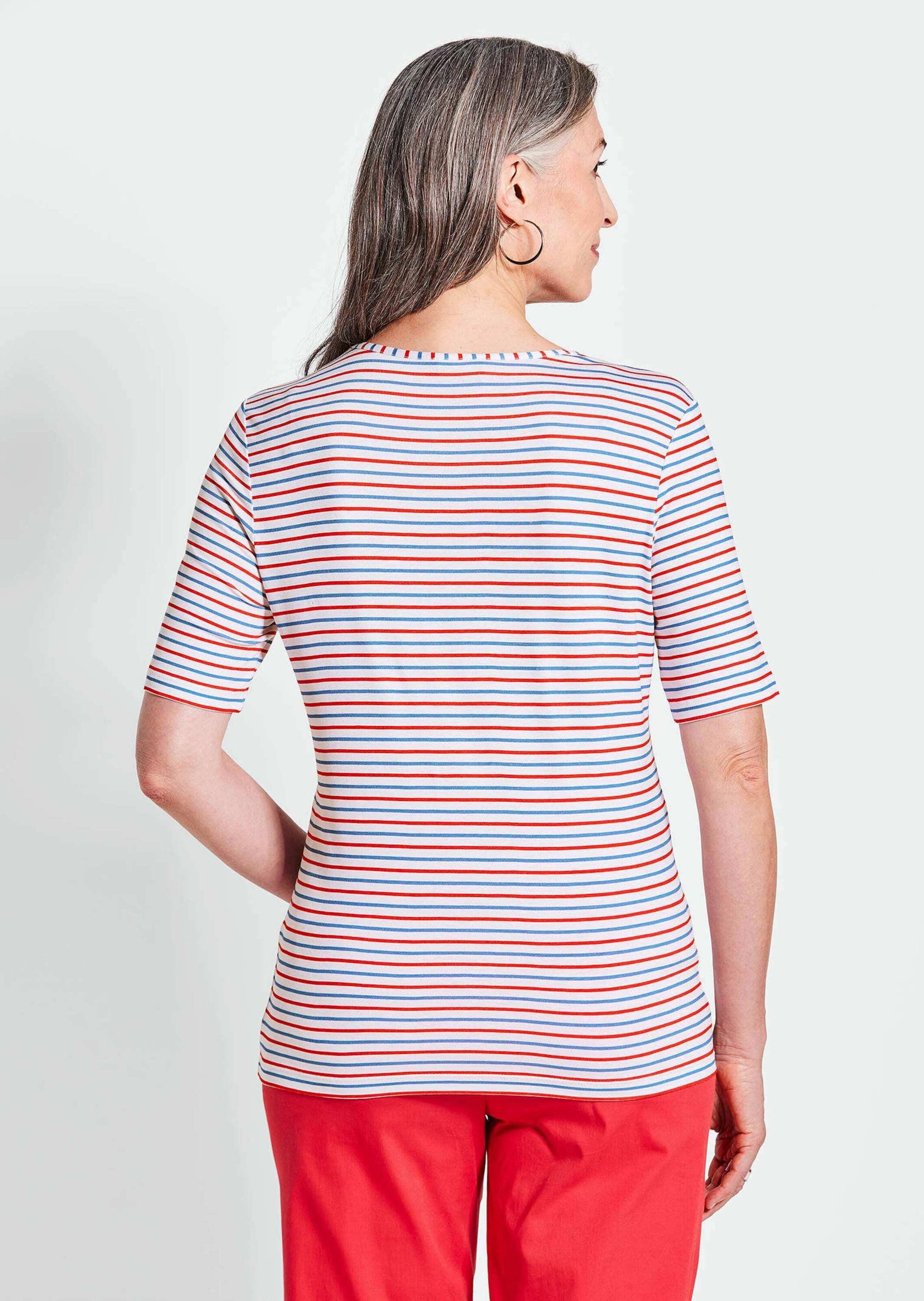 GOLDNER Kurzarmshirt »Kurzgröße Maritimer Streifenlook mit V-Ausschnitt« Sonstige