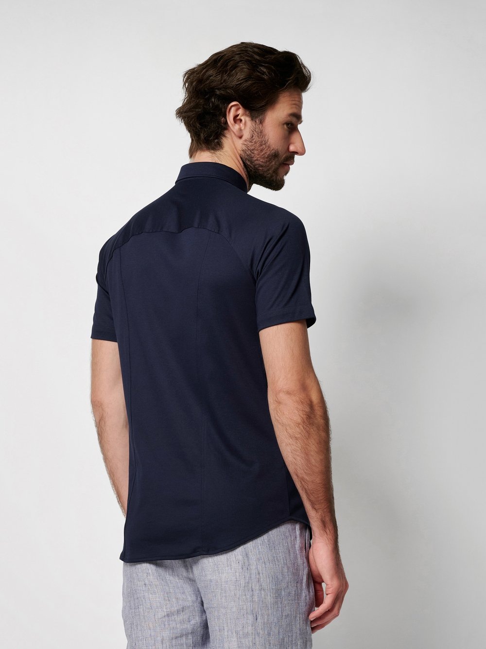 DESOTO Kurzarmhemd »Jerseyhemd Casual Modern Button Down halbarm« Flexibler Stretch