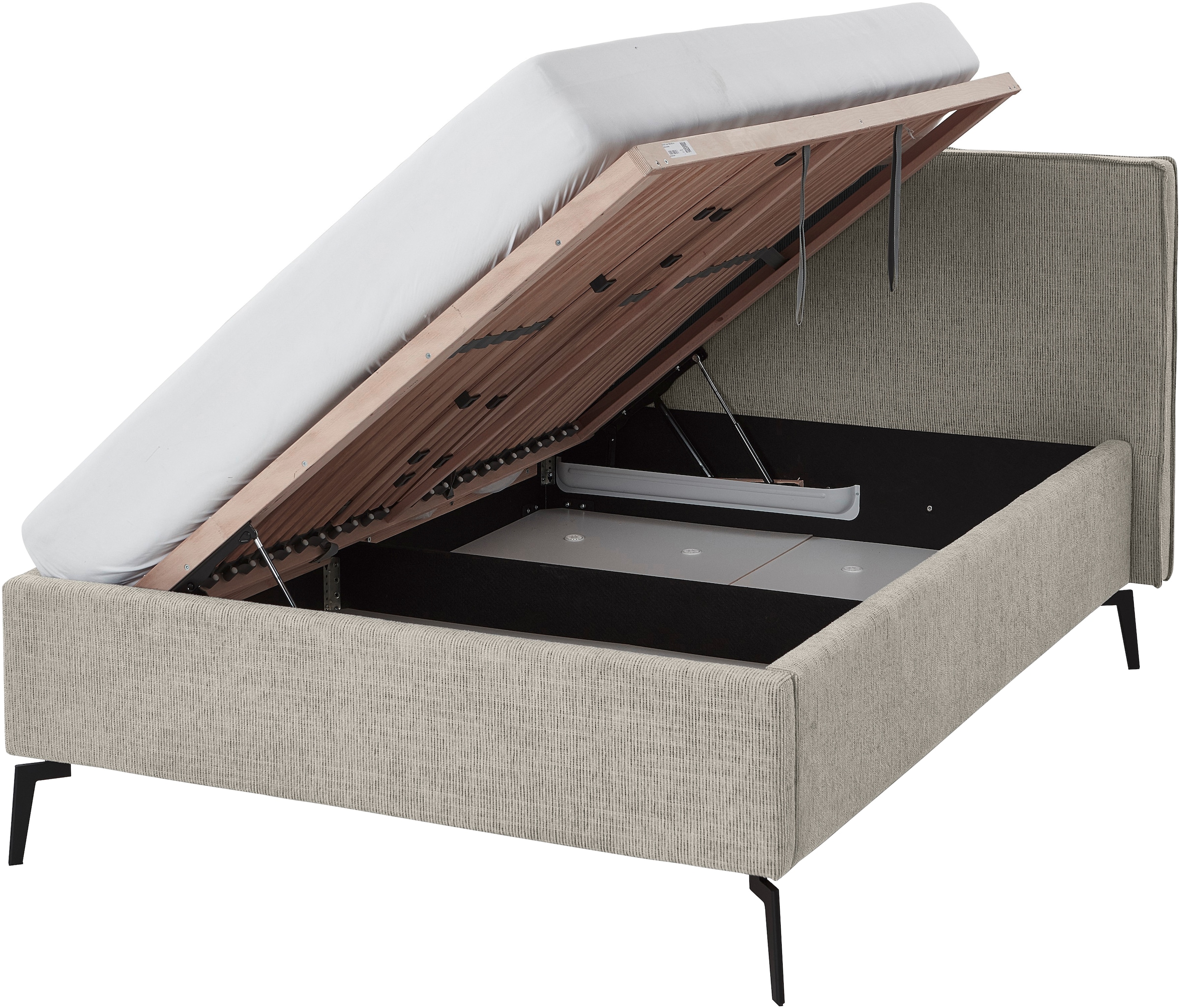 meise.möbel Polsterbett »Riva II«, mit schwarzen Metallfüßen, wahlweise mit Bettkasten