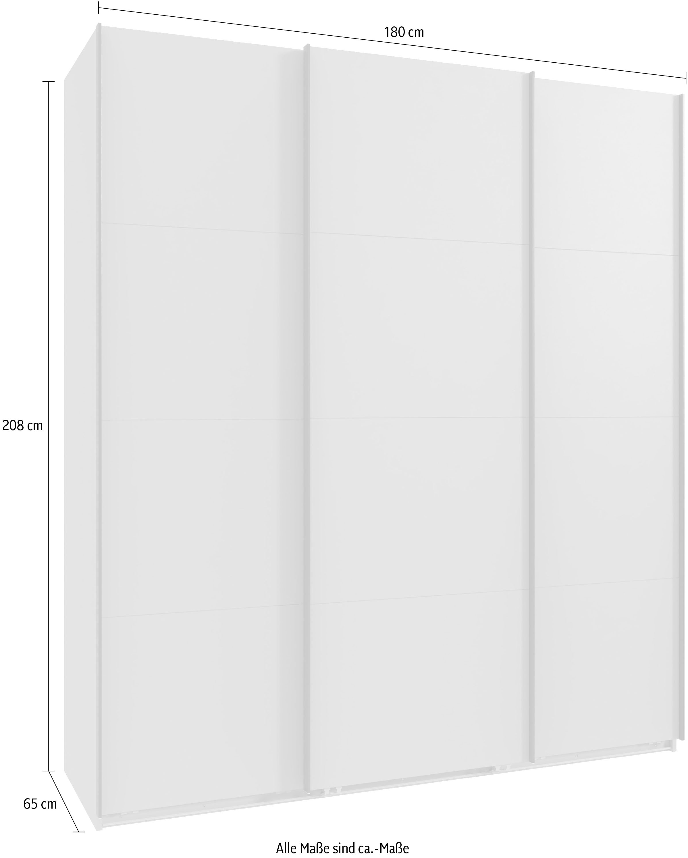 Wimex Schwebetürenschrank »Mugano, Made in Germany, Lieferung bis in Deine Etage und Stellort«, (wähle Deine Ausstattung: Basic oder Premium!), 3 Schwebetüren, große Größen, mit oder ohne Spiegel, Metallgriffe