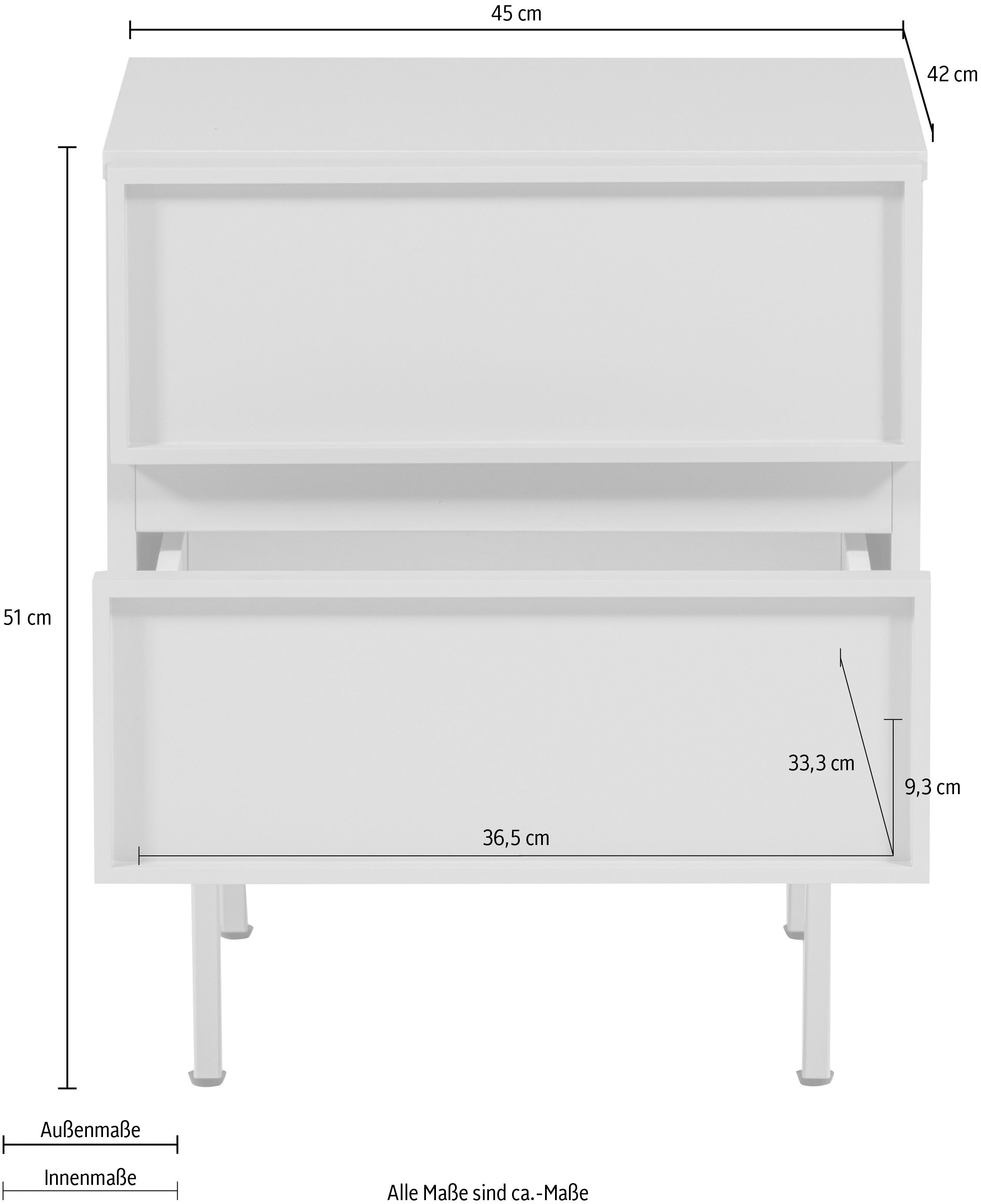 WOOOD Nachtkommode »Tours mit kompakter Ausführung und Melamin-MDF B 45 x T 42 x H 51 cm« Schmutzabweisende Oberfläche, Tragkraft Deckplatte 50 kg