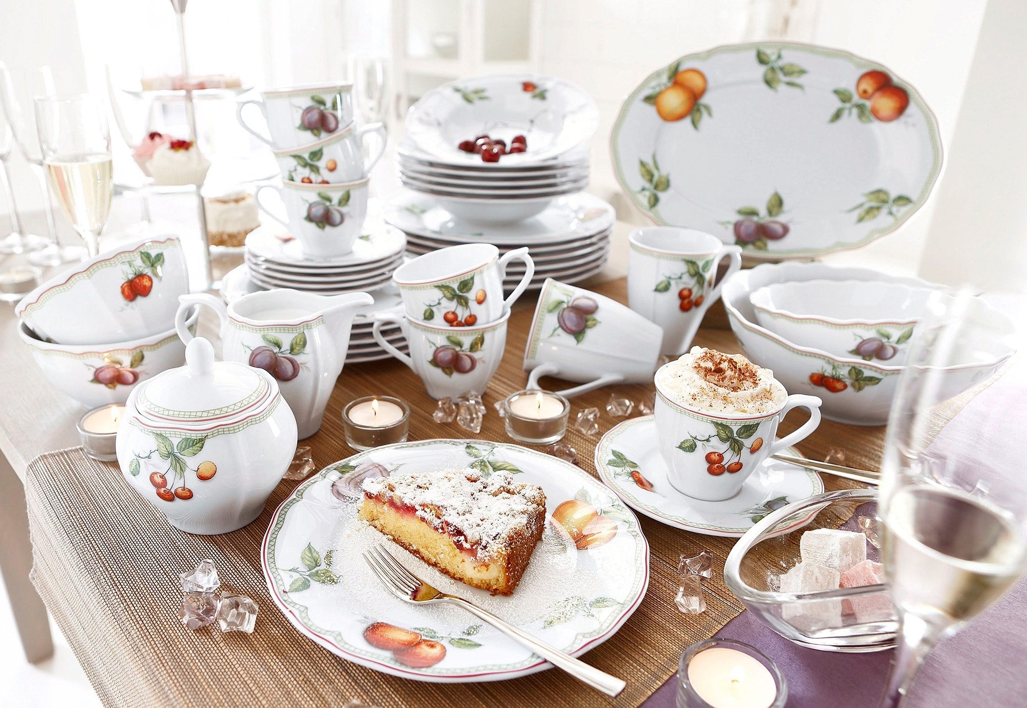 CreaTable Kombiservice »Geschirr-Set Flora Orchard«, (Set, 30 tlg.,  Kaffeeservice und Tafelservice im Set, für 6 Personen), Service, 30 Teile,  für 6 Personen mit 3 Jahren XXL Garantie