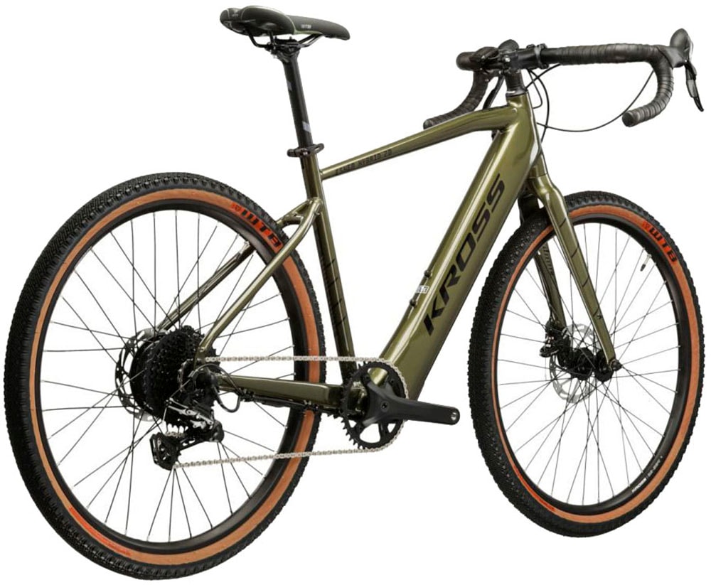 Kross E-Bike »E-Gravel Bike Esker Hybrid 2.0 28" khaki«, 11 Gang, microSHIFT, Advent X M6205, Heckmotor 250 W, Pedelec, Elektrofahrrad für Herren