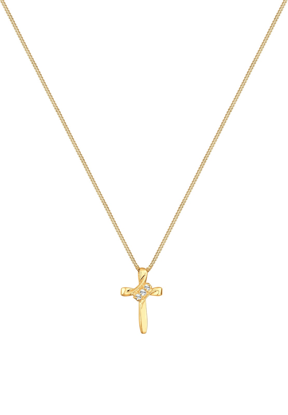 Elli Silberkette »Halskette Kreuz Modern mit Kristalle 925 Silber«