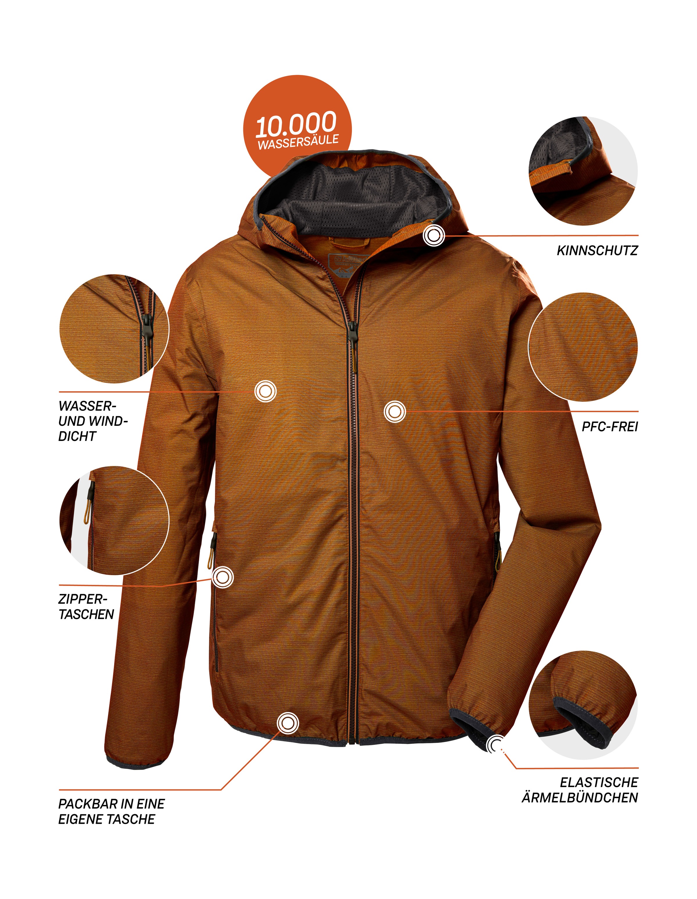 Killtec Outdoorjacke »KOS 258 MN JCKT«, Wind- und wasserdichte, atmungsaktive Herrenjacke, packbar, PFAS-frei