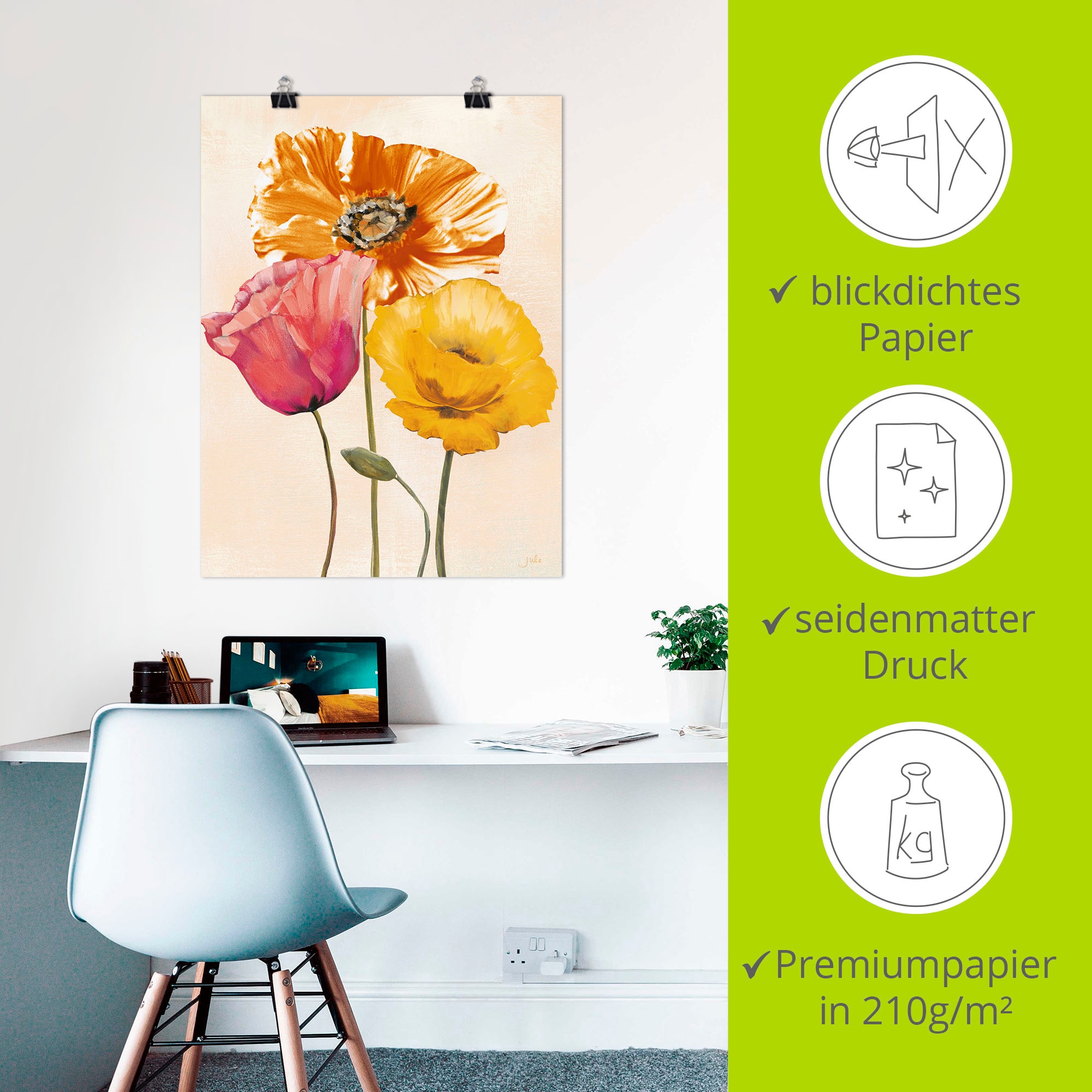 Artland Wandbild »Bunte Mohnblumen II« Blumenbilder 1 Stk. tlg. als Leinwandbild, Poster in verschied. Größen