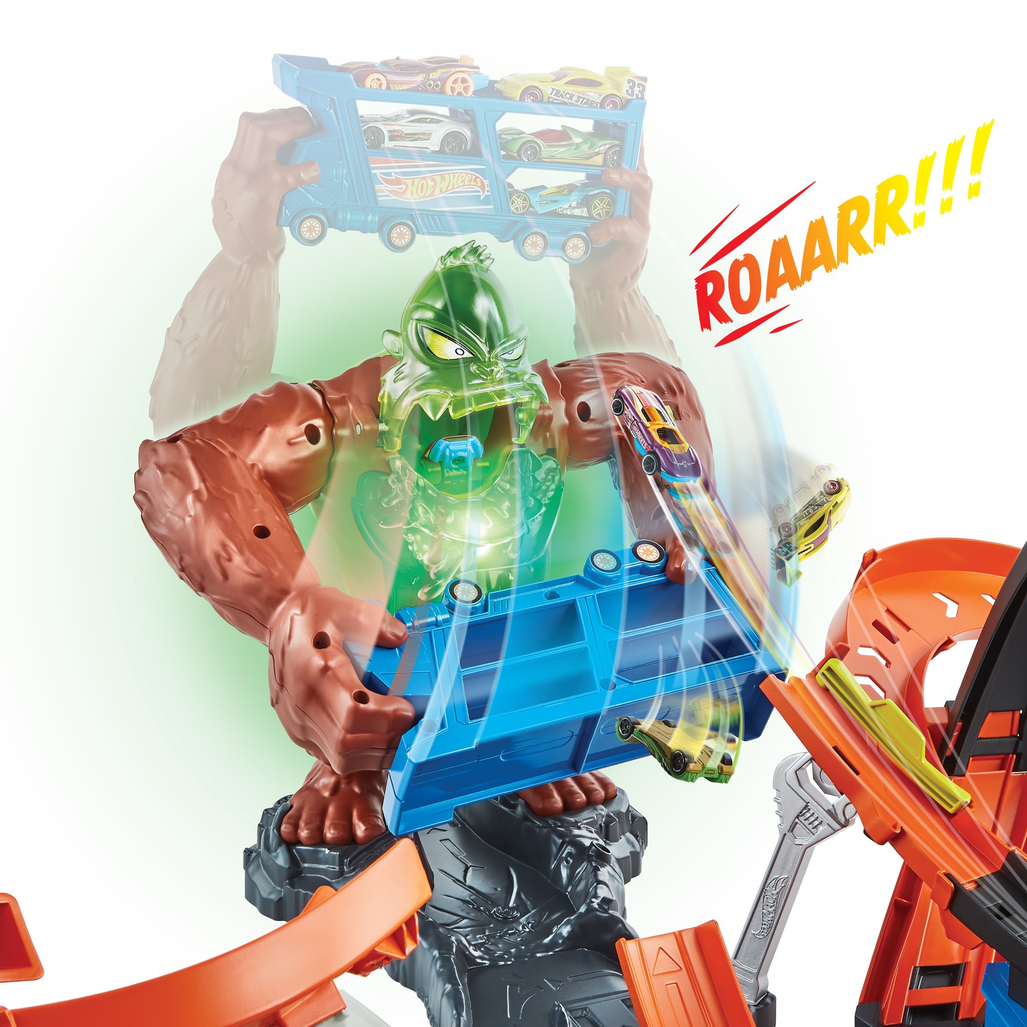 Hot Wheels Autorennbahn »City Slam Gorilla«, mit Geräuschen und Looping
