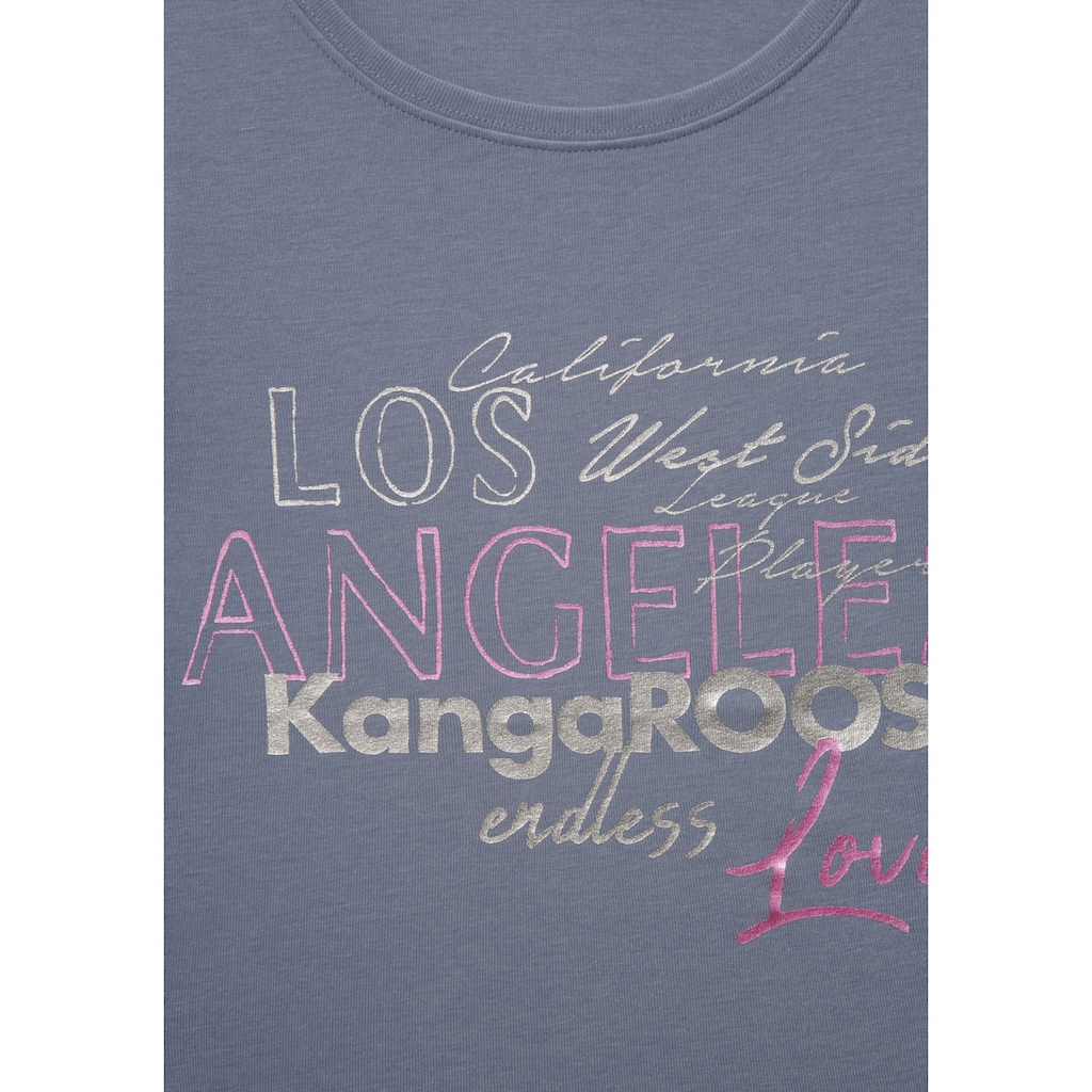 KangaROOS Langarmshirt, mit großem Logo-Print & Krempelärmeln