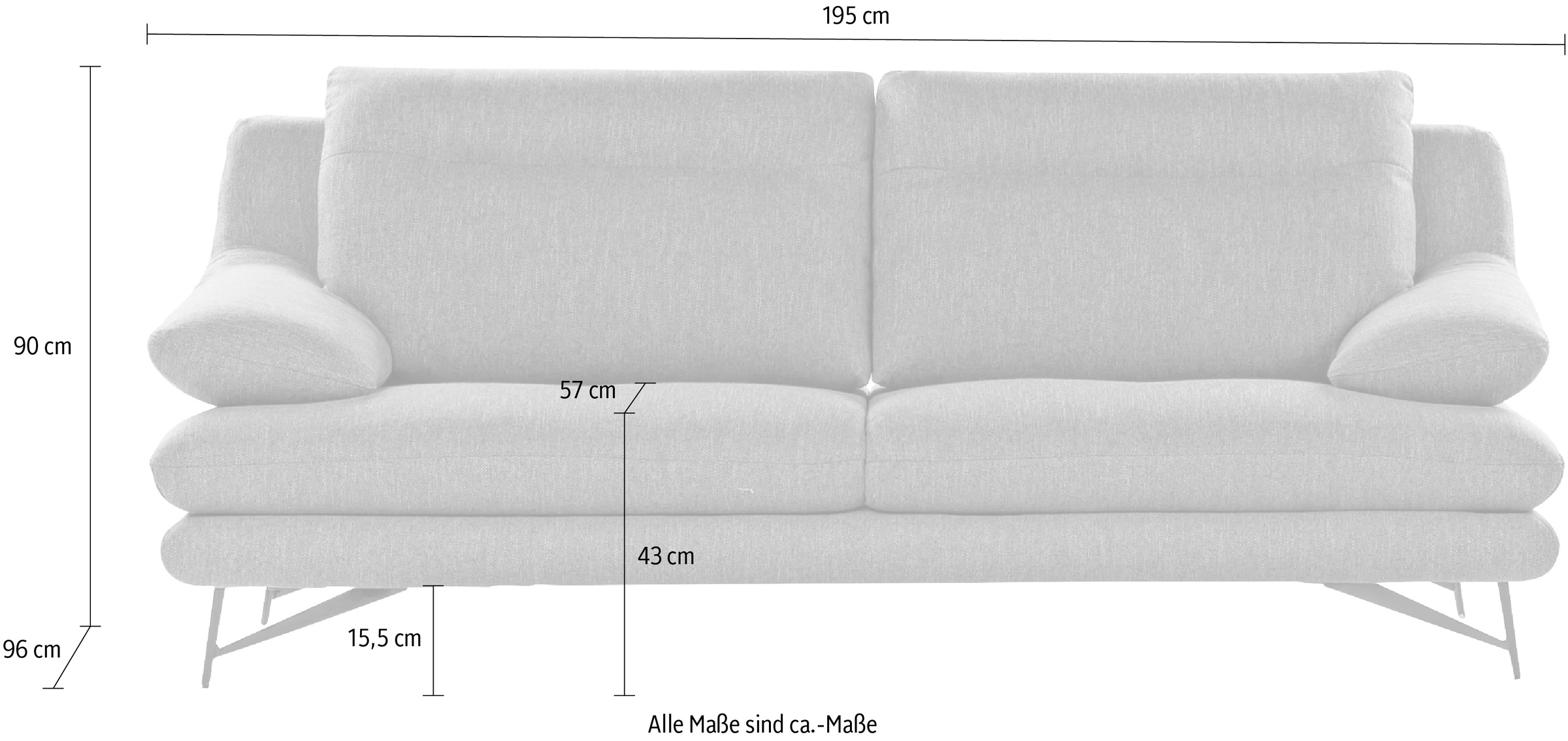 CALIA ITALIA 3-Sitzer »Cezanne modern, elegant und bequem, aufwendige Detailverarbeitung«, wahlweise mit Sitztiefenverstellung