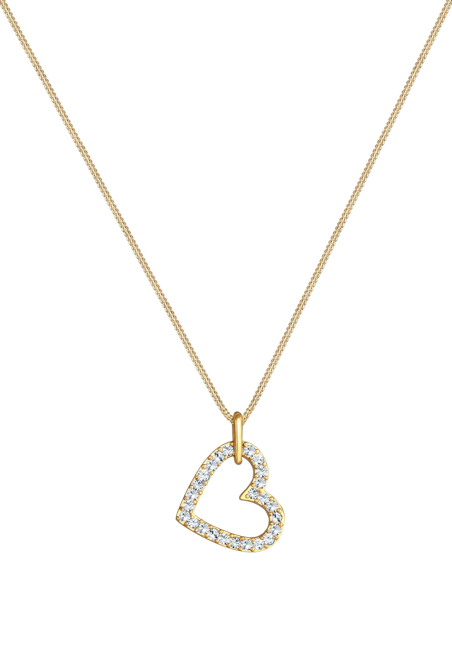 Elli Silberkette »Halskette Herz Anhänger 925 Silber, mit Kristallen von Swarovski®«