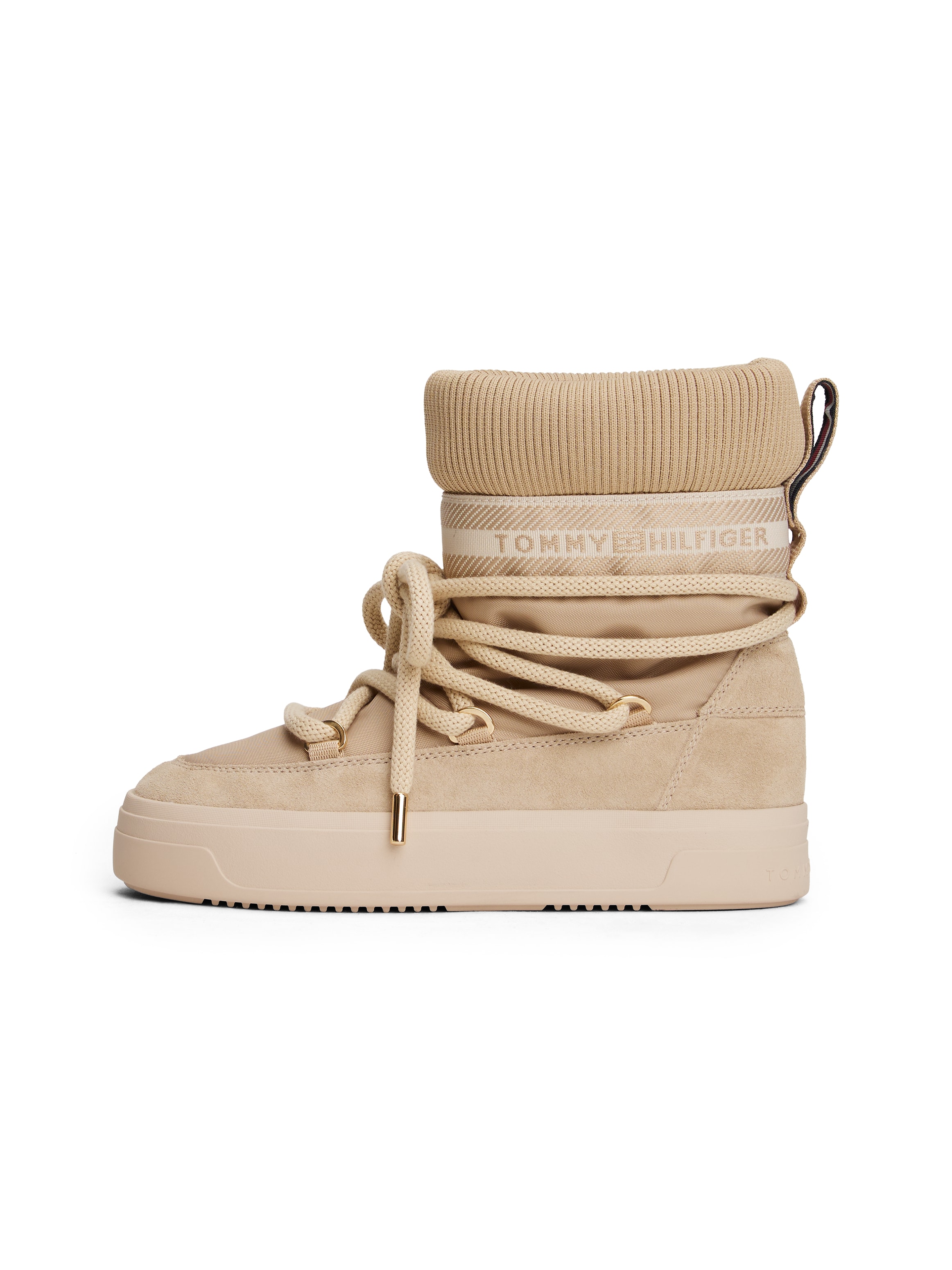 Tommy Hilfiger Schnürboots »TOMMYTECH LOGOTAPE SNOWBOOT WARM«  , Plateau, Schnürboots, Outdoorschuh, Textilband mit Logoschriftzug