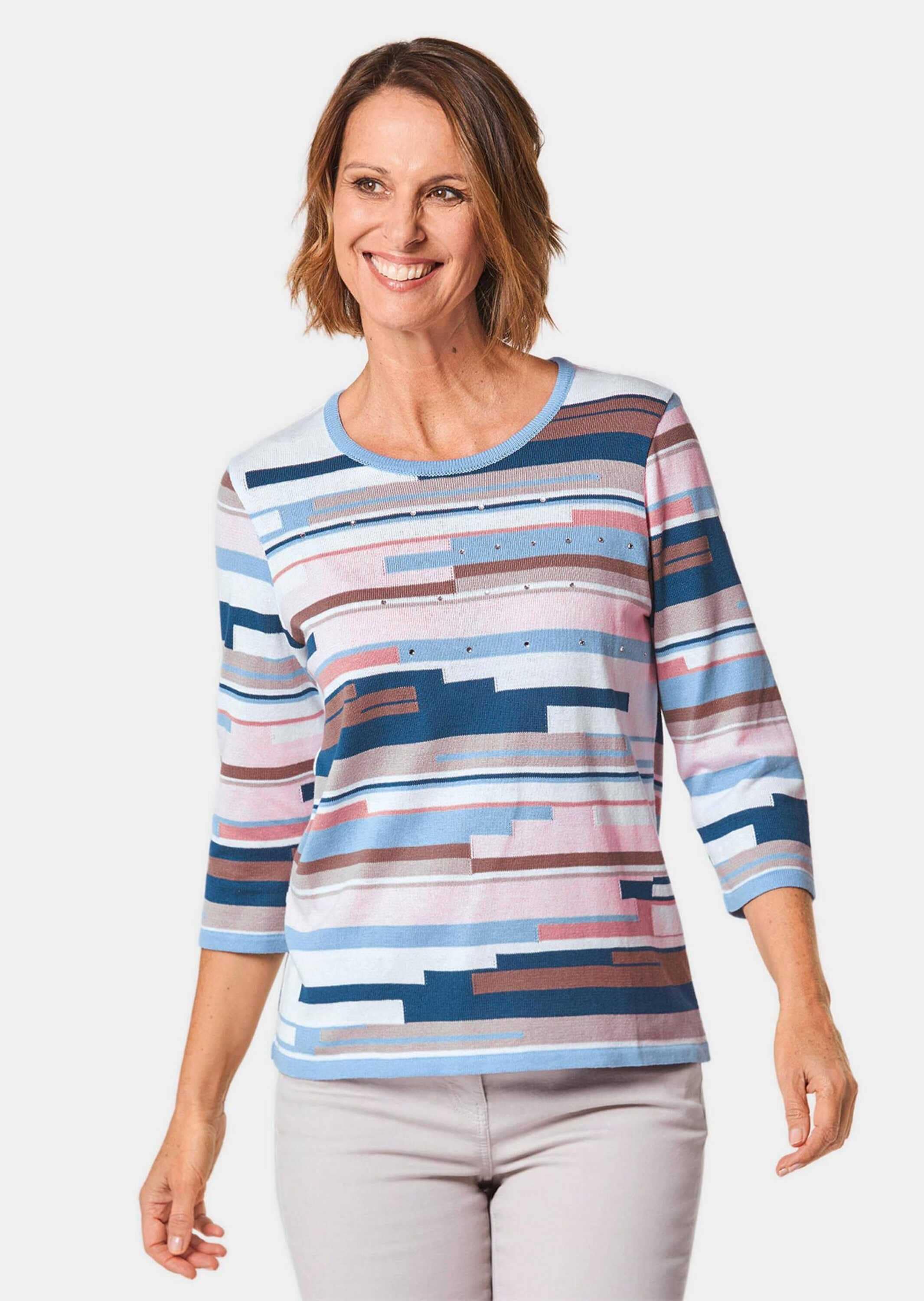 GOLDNER Rundhalspullover »Weicher Pullover mit hochwertiger Intarsie« Mit Glitzersteinen