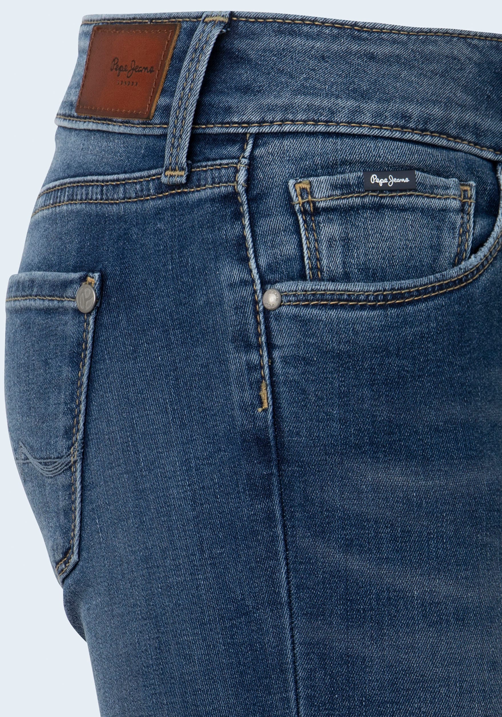 Jeans 1-Knopf bei und ♕ »SOHO«, Bund 5-Pocket-Stil Pepe mit Skinny-fit-Jeans im Stretch-Anteil