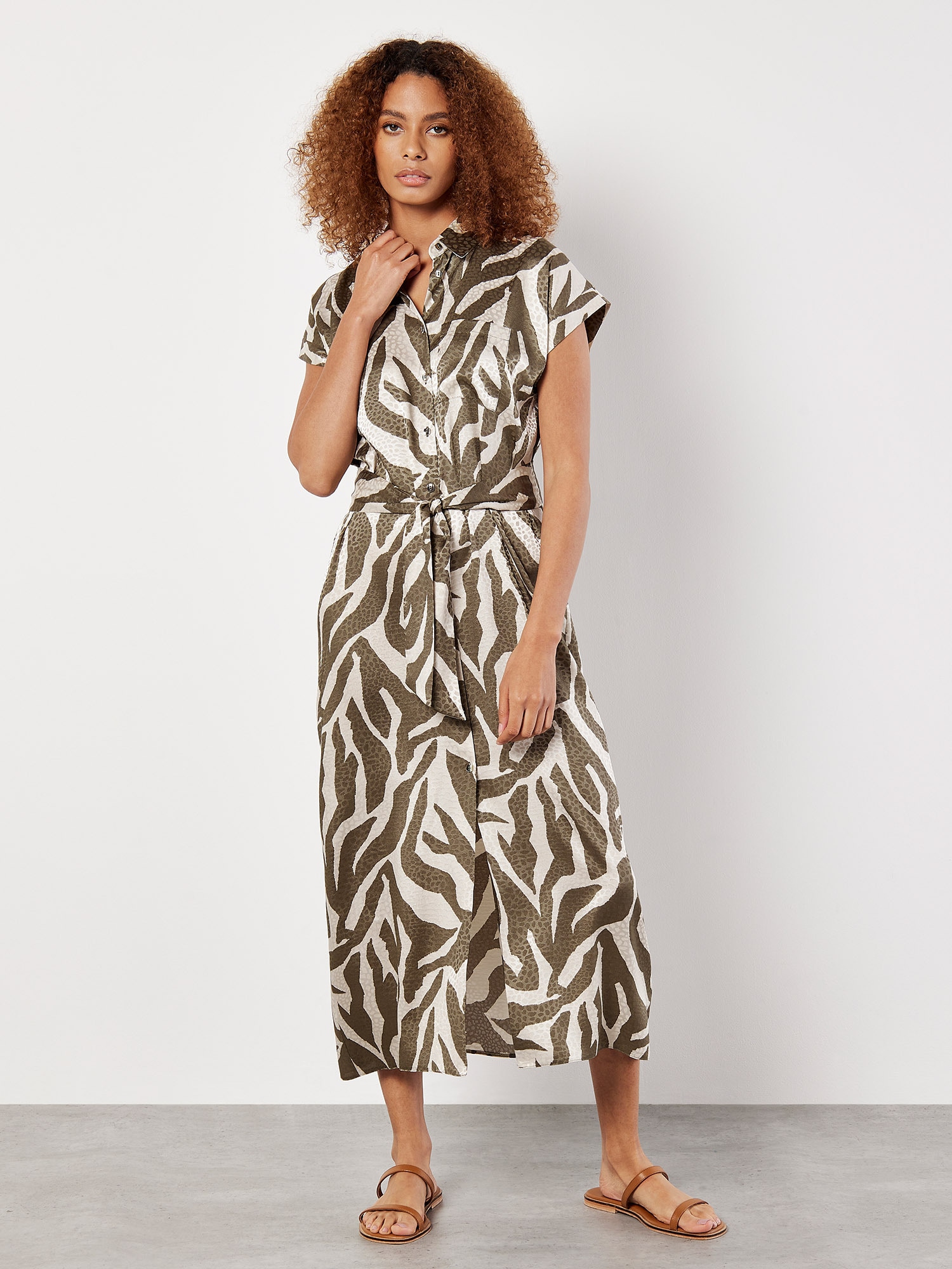 Apricot Midikleid »Midikleid« mit Stoffgürtel, 2 tlg. mit Zebramuster