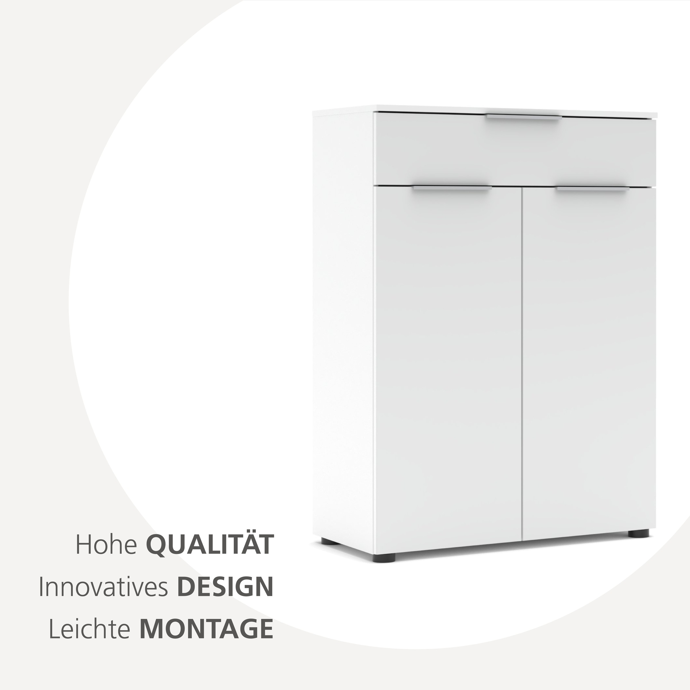 Innostyle Aktenschrank »Büroschrank Santorin, 80/110/38 cm ( B/H/T)« 1 Stk. tlg. 2 türig, 1 Schubkasten, Softclose, Klarglas, ABS Schutzkante