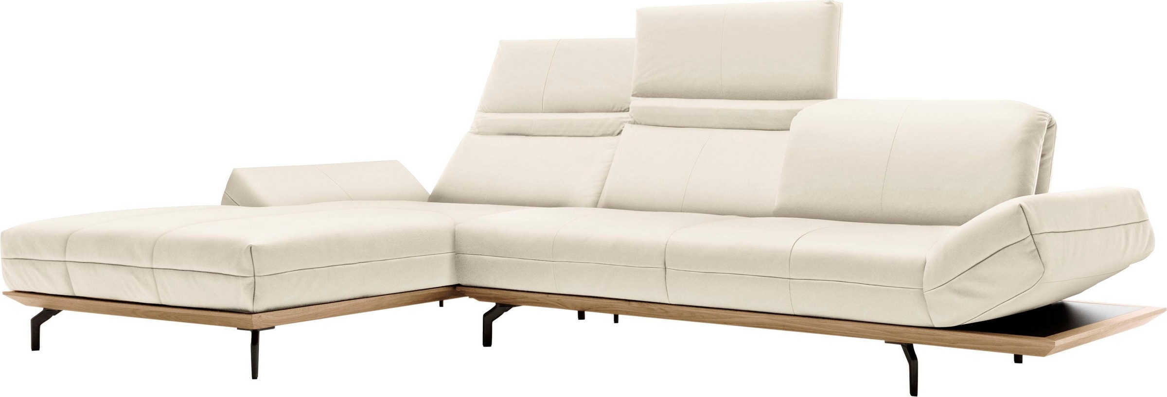 Creation BY ROLF BENZ Ecksofa »CR.420, Designecksofa, L-Form«, in 2 Qualitäten, Holzrahmen in Eiche Natur oder Nußbaum, Breite 313 cm
