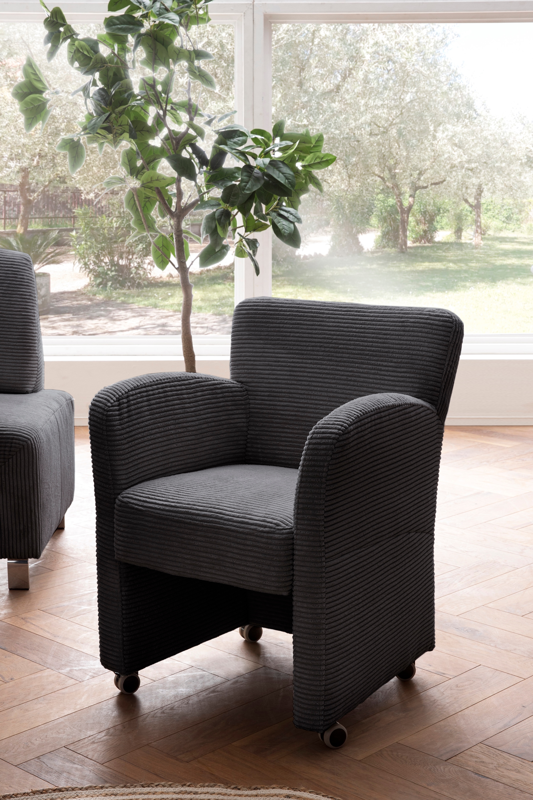 exxpo - sofa fashion Sessel »Intenso, Loungesessel, modern, wahlweise in Leder oder Textil« hohe Bodenfreiheit, frei im Raum stellbar, hoher Sitzkomfort