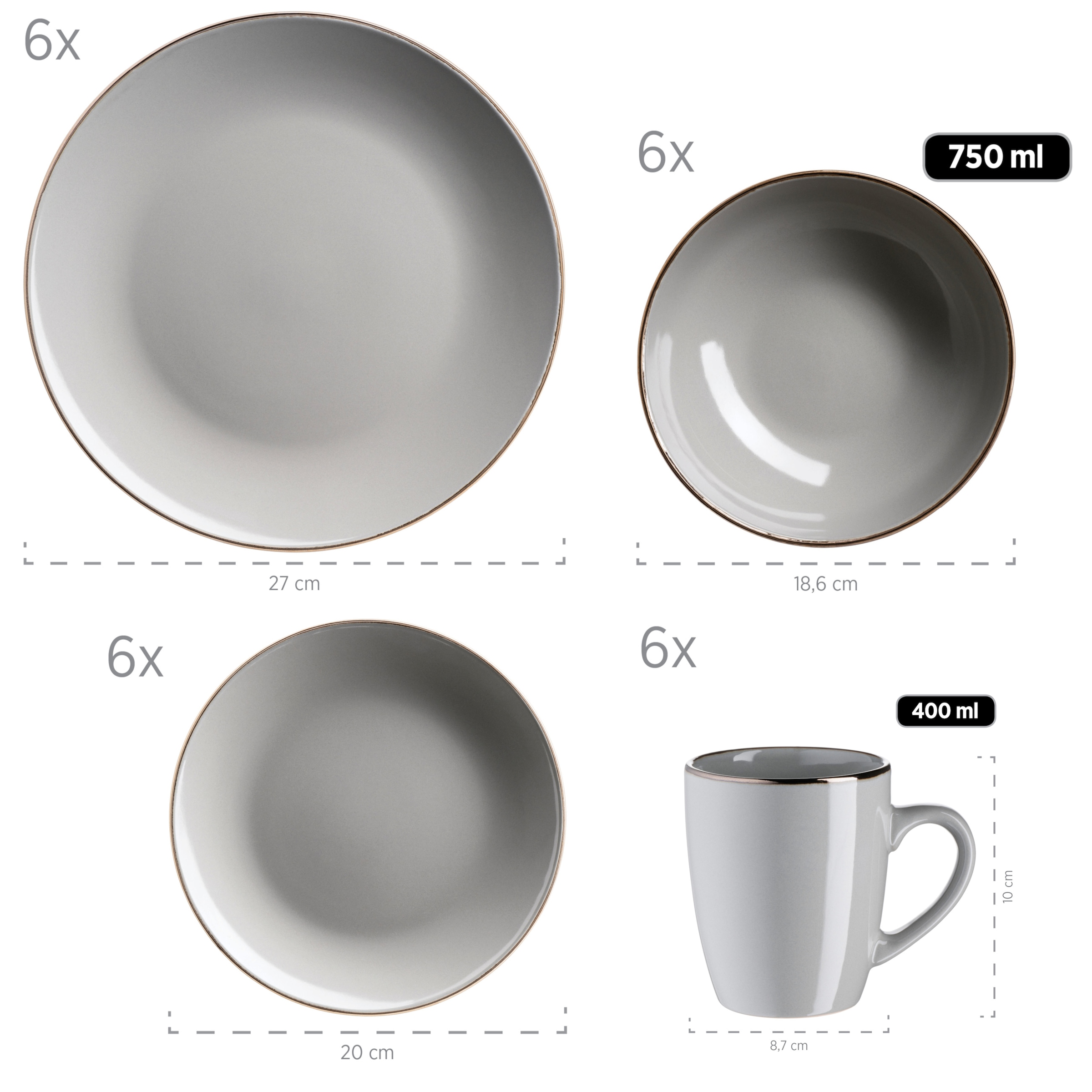MÄSER Kombiservice »Metallic Rim«