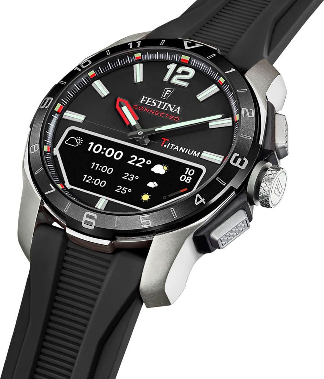 Festina Smartwatch »Connected D«, Quarzuhr, Armbanduhr, Herrenuhr, Schrittzähler, Weltzeit, Stoppfunkt.)