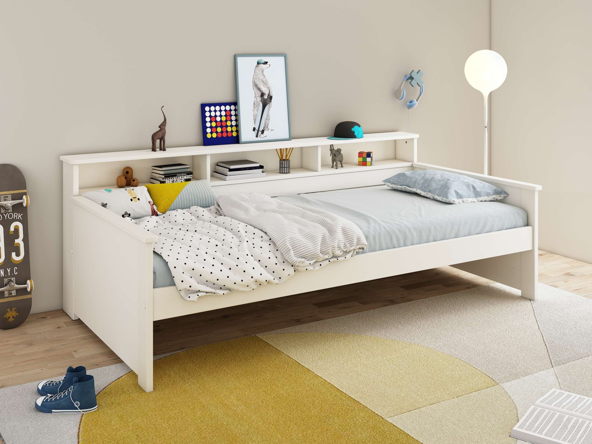 OTTO home Jugendbett "KERO, Daybed, Stauraumbett, platzsparend, Stauraum, 90x200cm" zertifiziertes Massivholz, mit Ablagefächern, Schublade optional