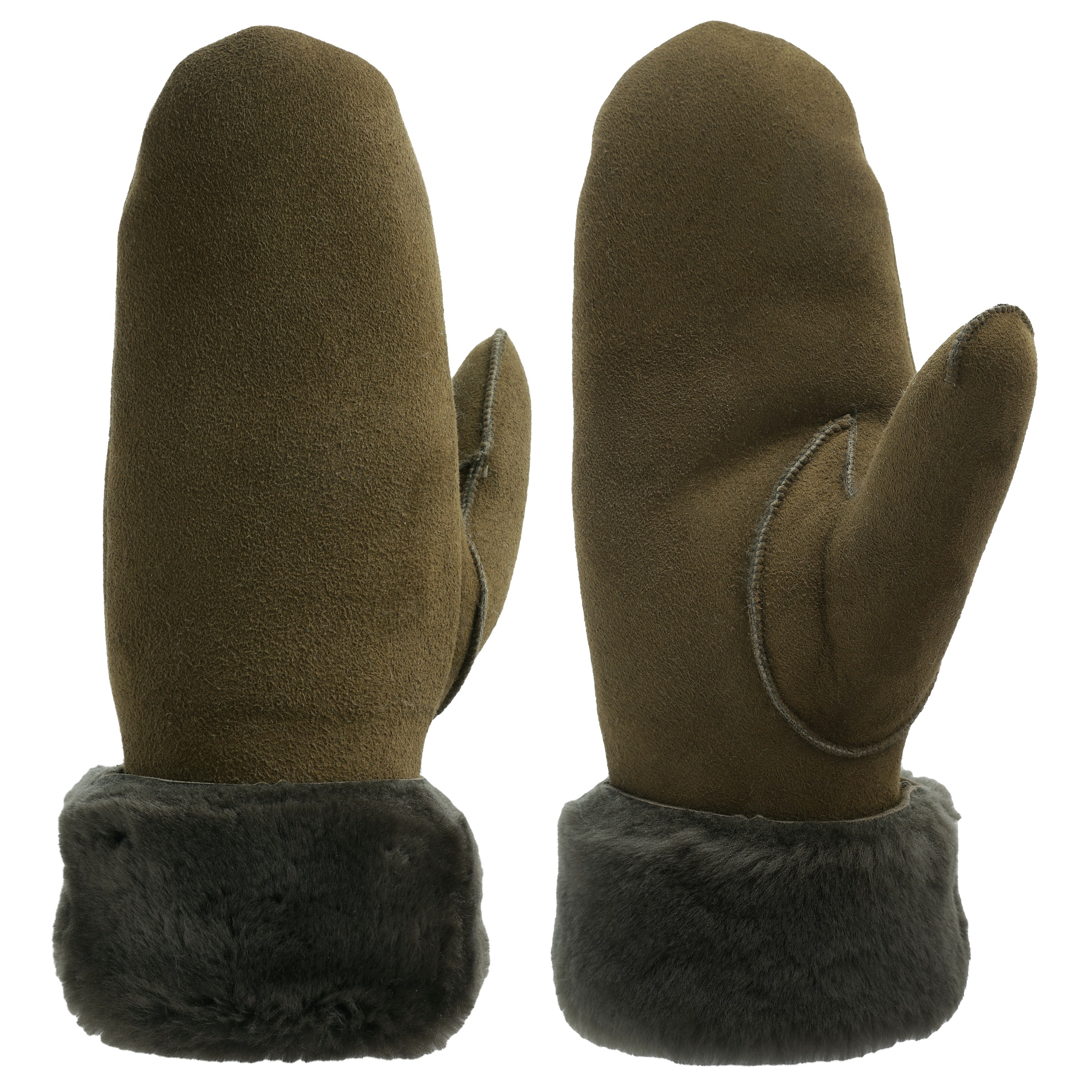 PEARLWOOD, Damen, Lederhandschuhe »FIONA« Velourleder, Fausthandschuh, warm gefüttert, oliva, oliva, Damenhandschuhe von Pearlwood