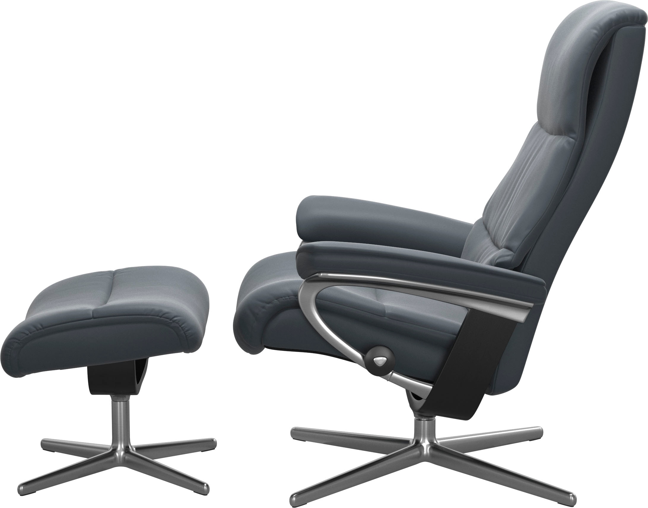 Stressless® Relaxsessel »View« Set, Relaxsessel mit Hocker,  mit Hocker, mit Cross Base, Größe S, M & L, Holzakzent Schwarz