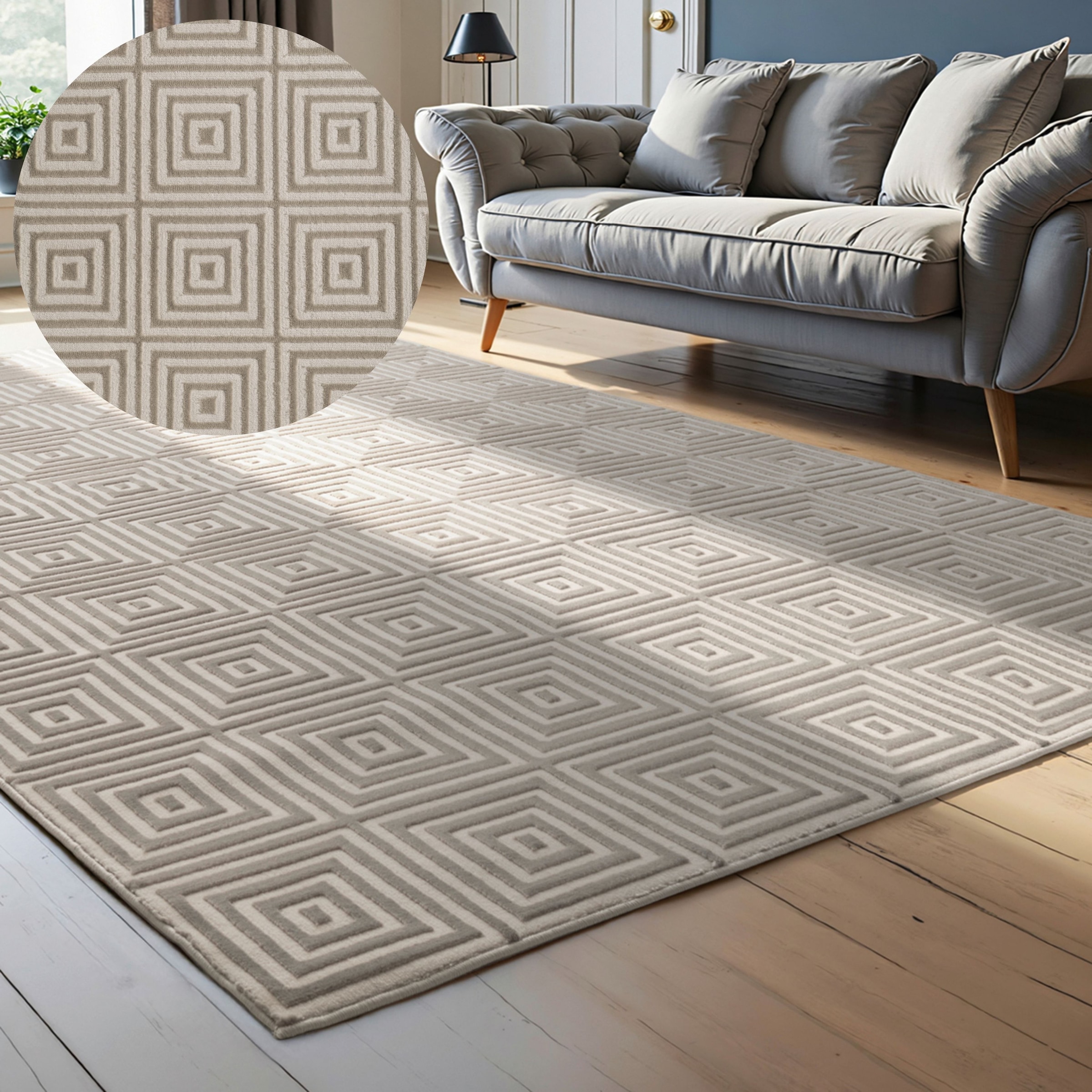 ELLE DECORATION, Designteppich »Tourmaline« rechteckig 9 mm Höhe Wohnzimmer, Schlafzimmer, Läufer, Hoch-Tief Effekt, Flur, Glanz, Weiß Creme, 