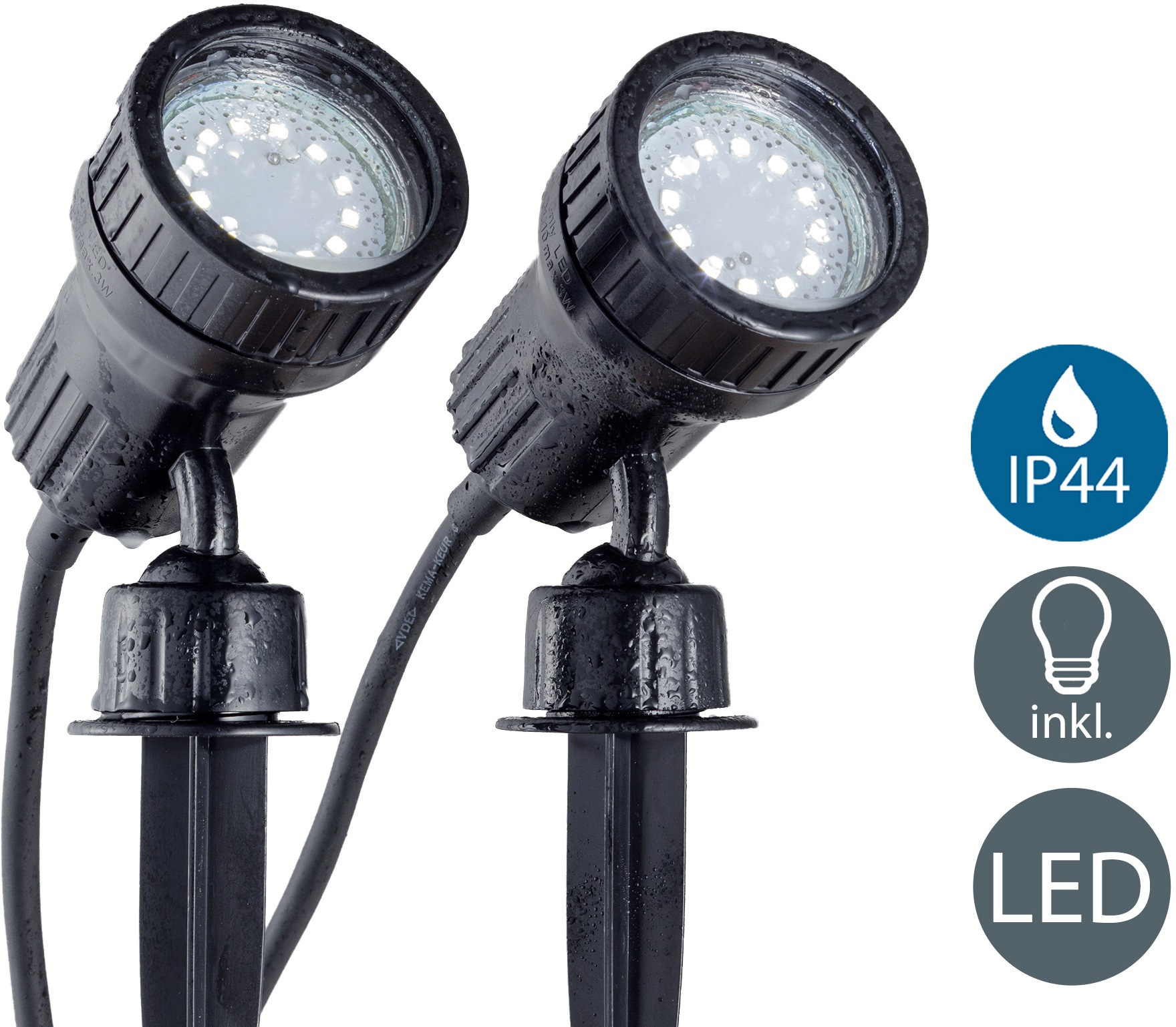 LED Spießstrahler, B.K.Licht 2er Außenstrahler, »Nima«, Gartenstrahler, flammig-flammig, Gartenleuchte SET LED Erdspieß, 2 bei