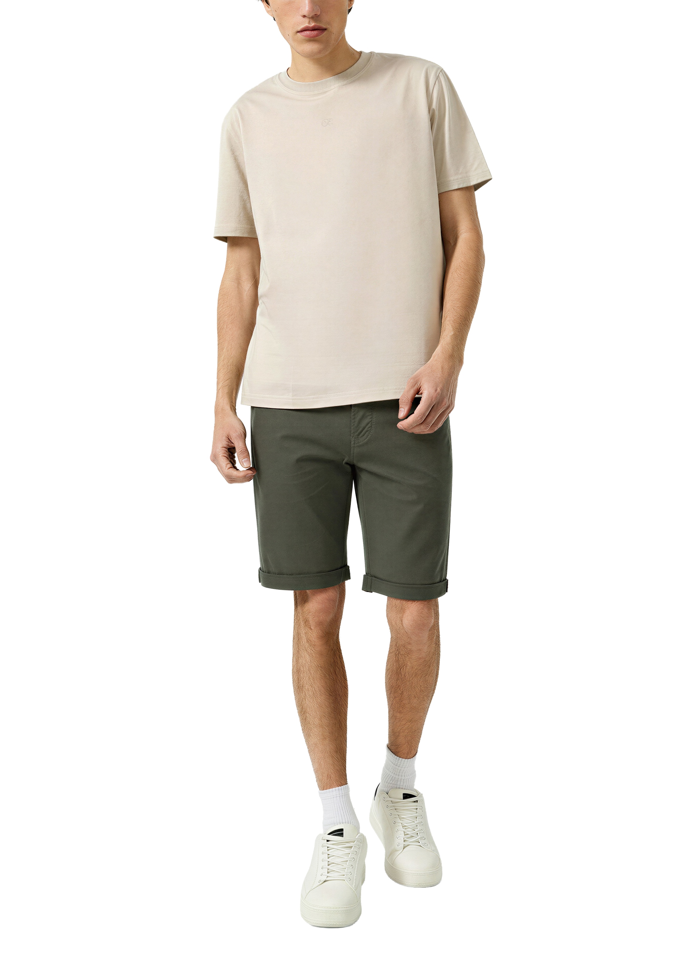 QS Chinoshorts  normale Leibhöhe, Rollsaum, mit Elasthan