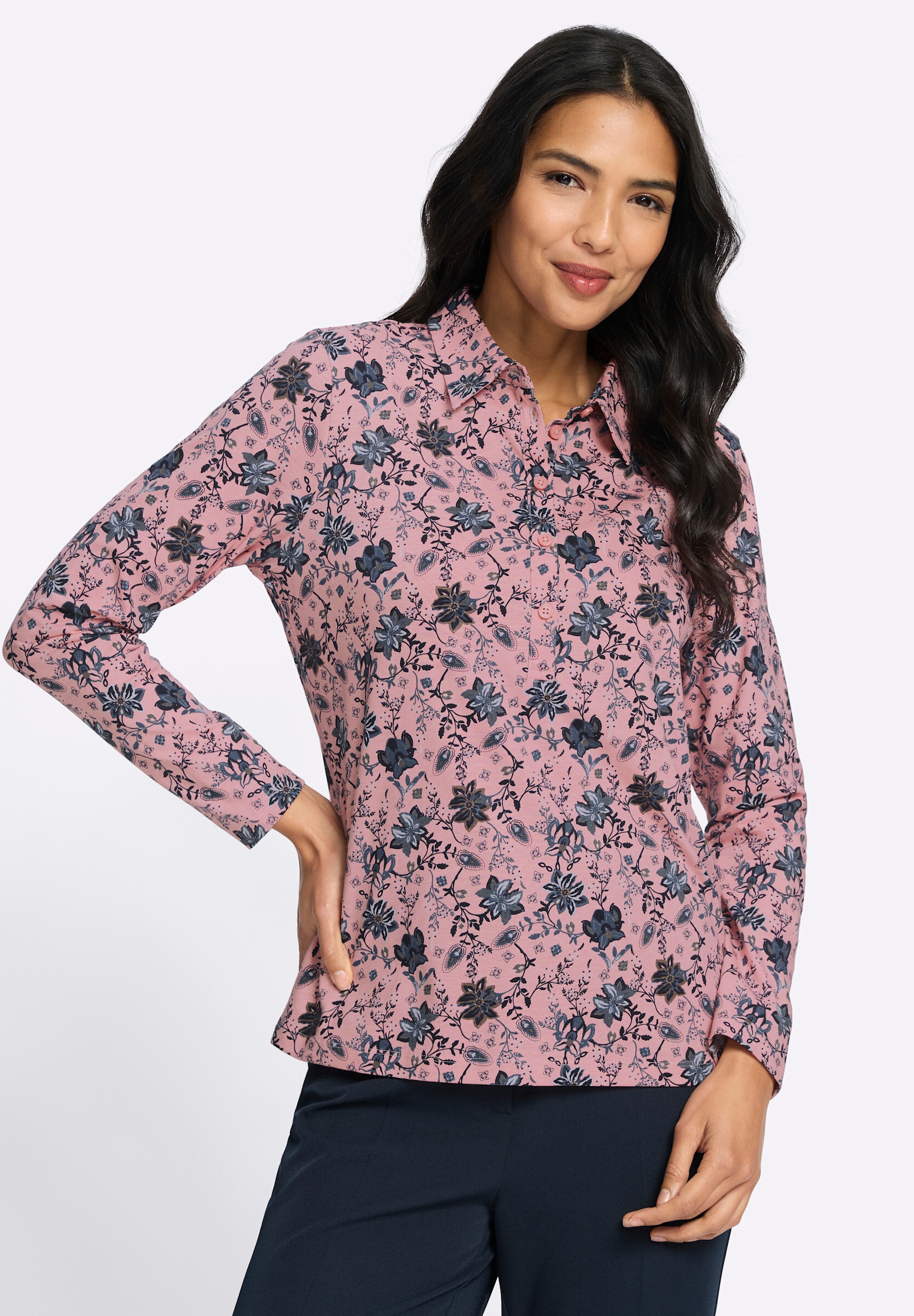 Sieh an! Poloshirt »Poloshirt Poloshirt mit floralem Druck«