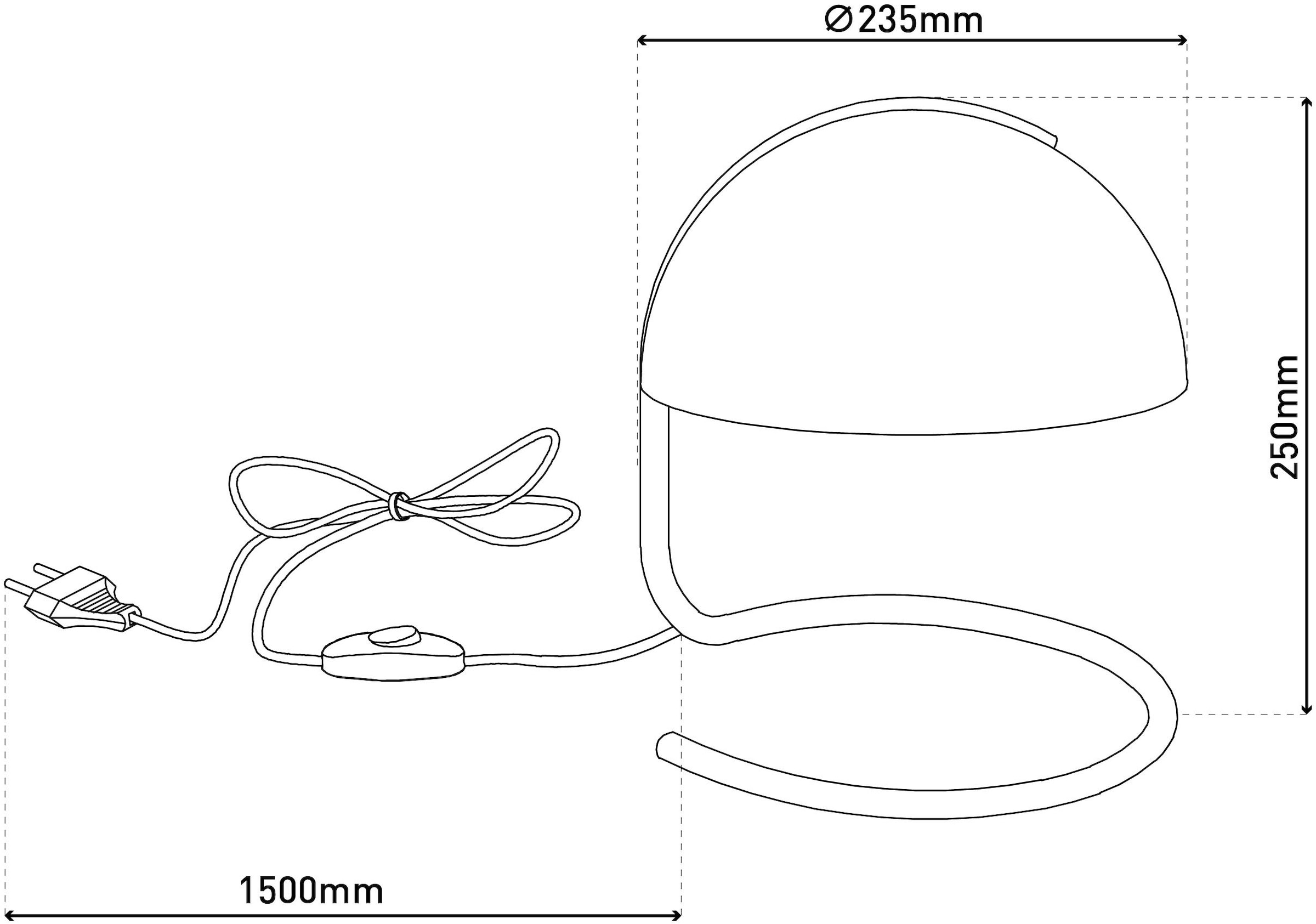 näve Tischleuchte »Burano« E27 1 Stk. halbkugelförmiger Glasschirm, 1x E27, Zuleitung schwarz 150cm